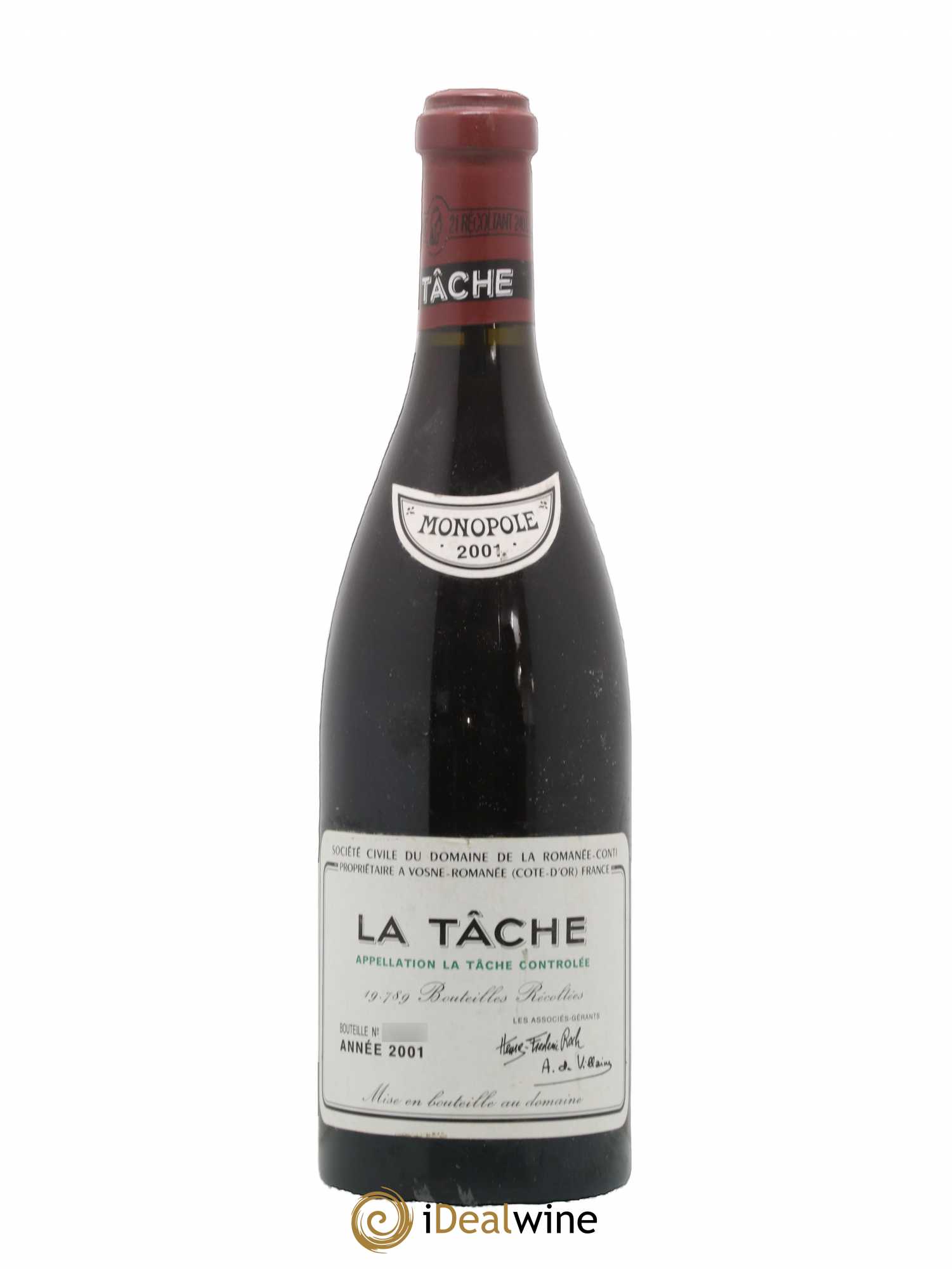 La Tâche Grand Cru Domaine de la Romanée-Conti 2001 - Lot de 1 bouteille - 0