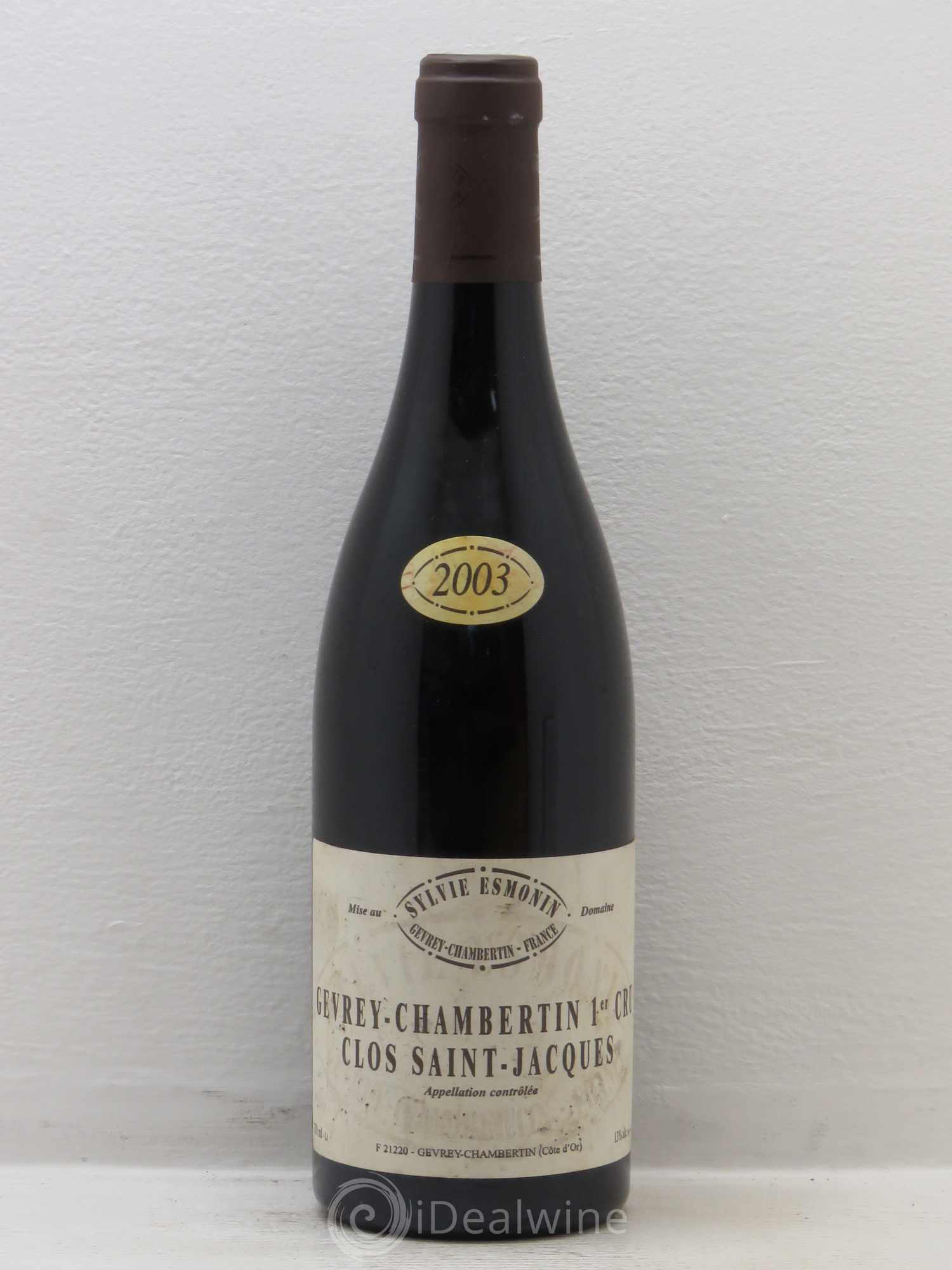 Gevrey-Chambertin 1er Cru Clos Saint Jacques Sylvie Esmonin 2003 - Lot de 1 bouteille - 0