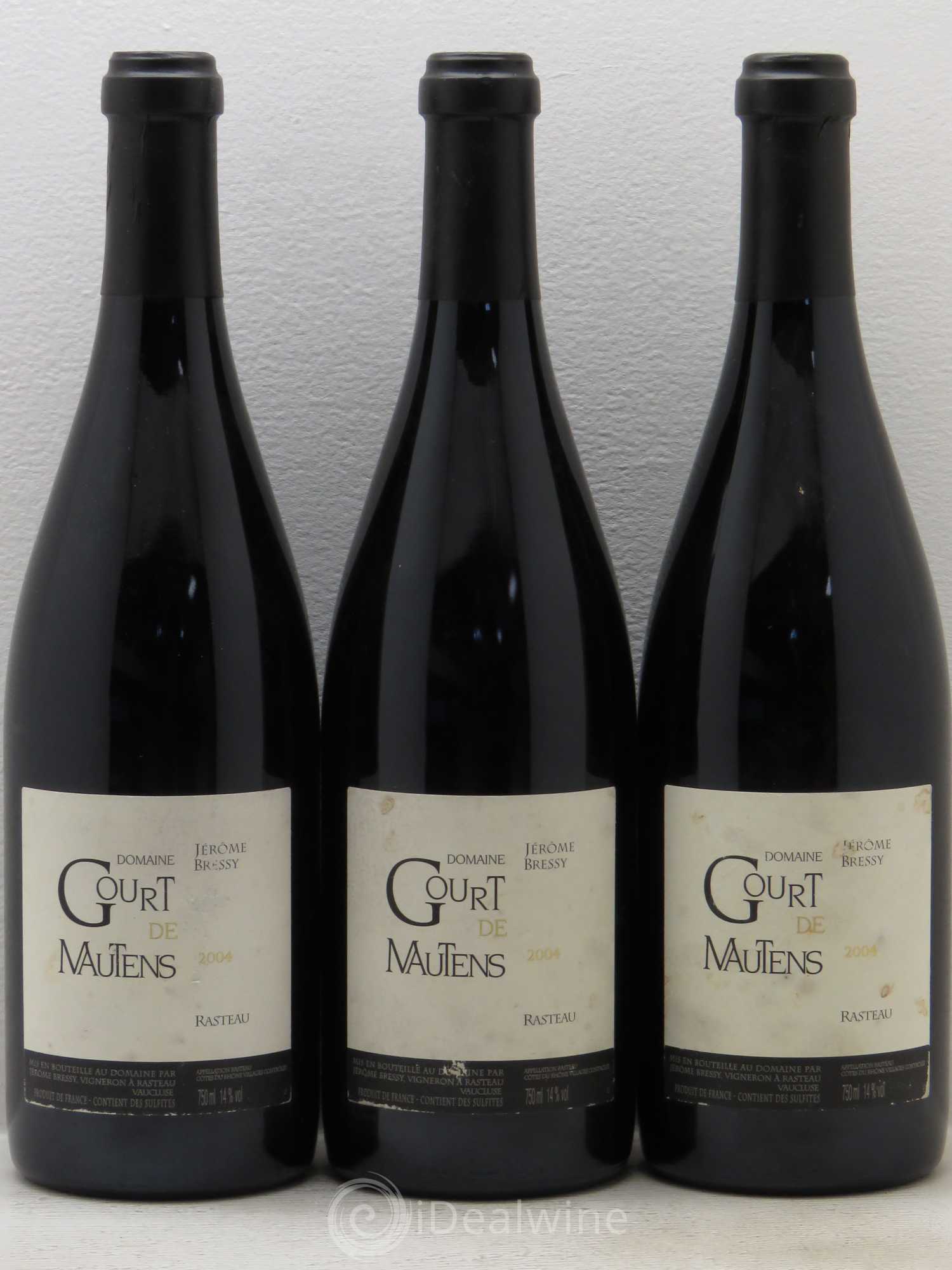 Rasteau Domaine Gourt de Mautens - Jérôme Bressy 2004 - Lot de 3 bouteilles - 0