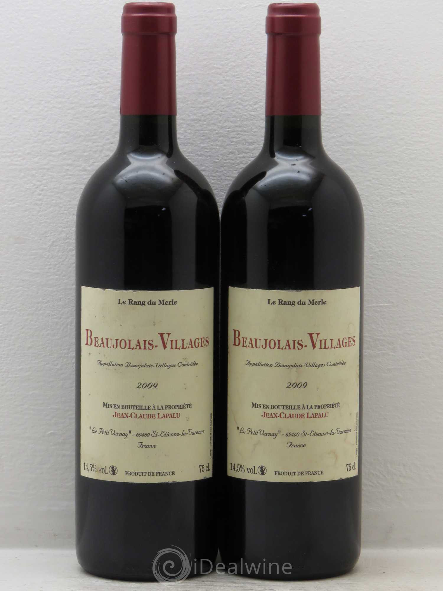 Beaujolais Villages Le Rang du Merle Jean Claude Lapalu 2009 - Posten von 2 Flaschen - 0