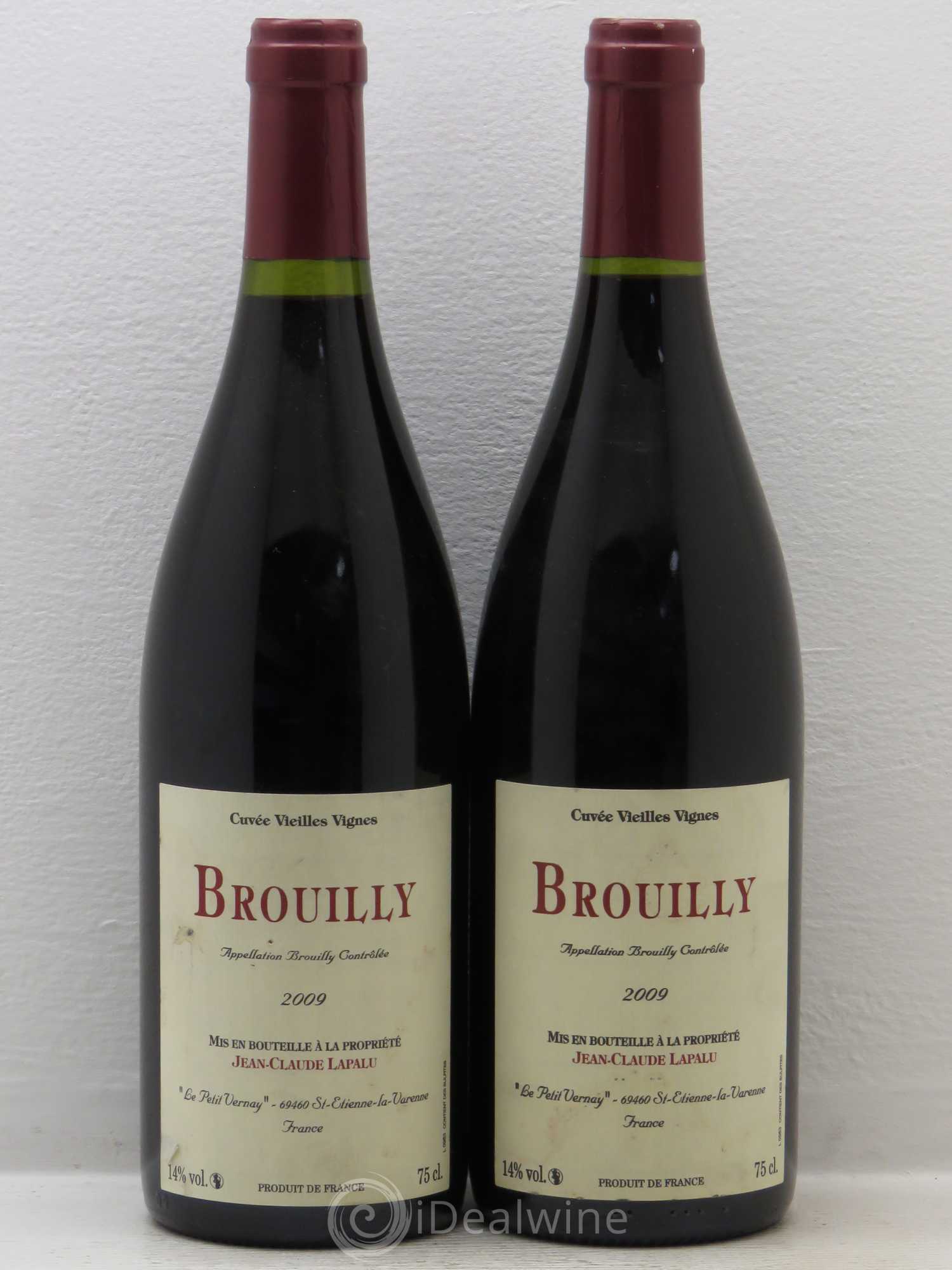 Brouilly Vieilles Vignes Jean Claude Lapalu 2009 - Posten von 2 Flaschen - 0