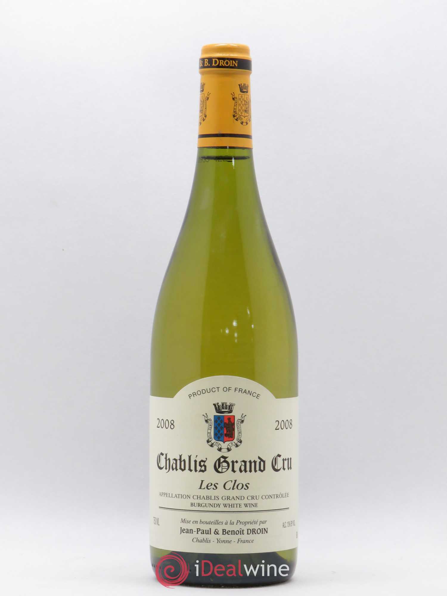 Chablis Grand Cru Les Clos Jean-Paul & Benoît Droin (Domaine) 2008 - Lot de 1 bouteille - 0