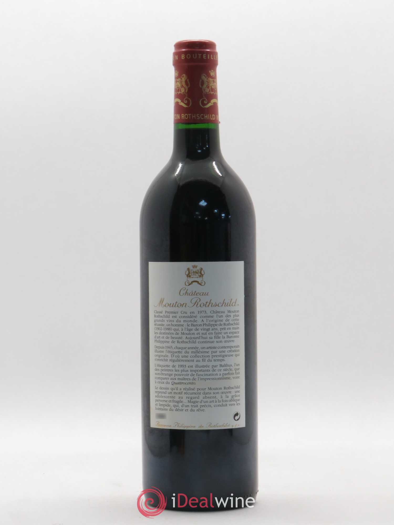 Château Mouton Rothschild 1er Grand Cru Classé 1993 - Lot de 1 bouteille - 1