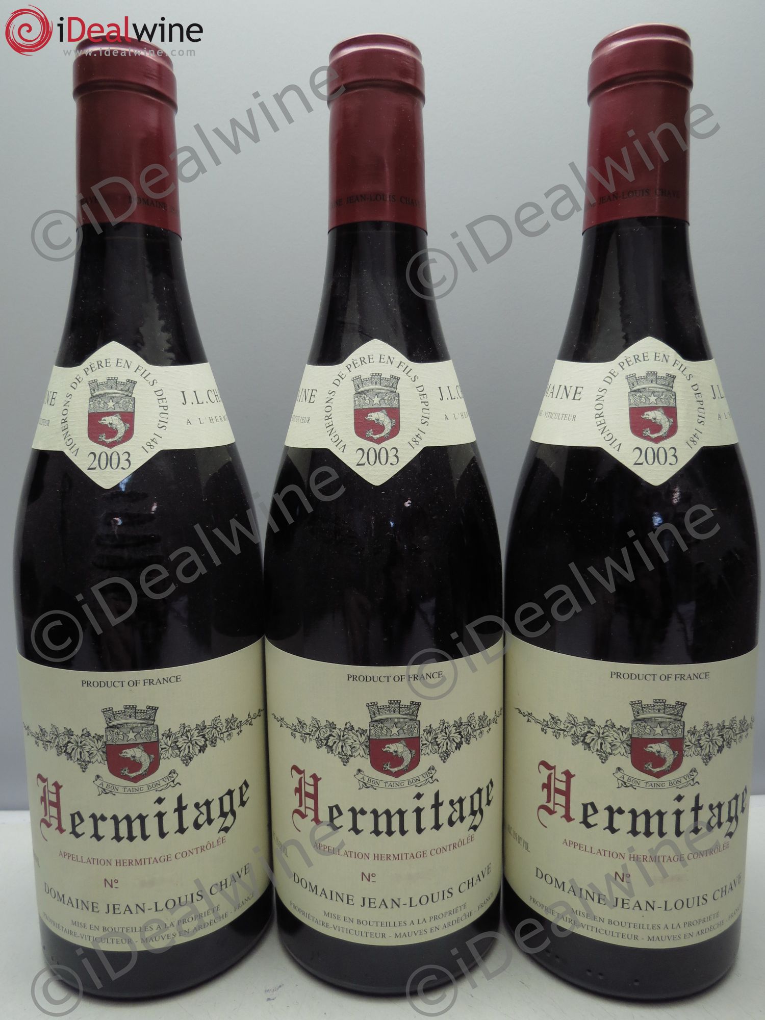 Hermitage Jean-Louis Chave 2003 - Lot de 3 bouteilles - 0