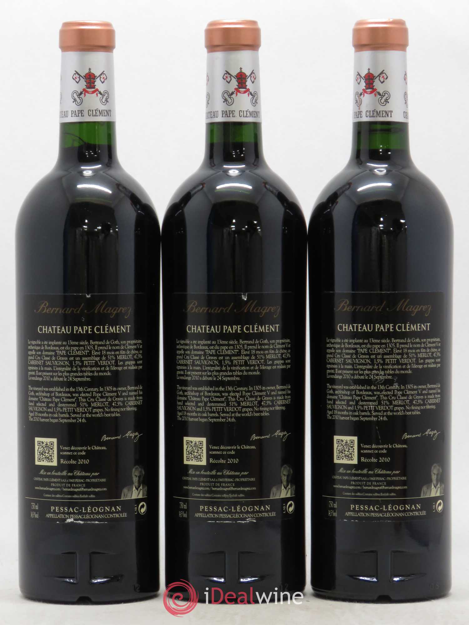 Château Pape Clément Cru Classé de Graves 2010 - Lot de 3 bouteilles - 1