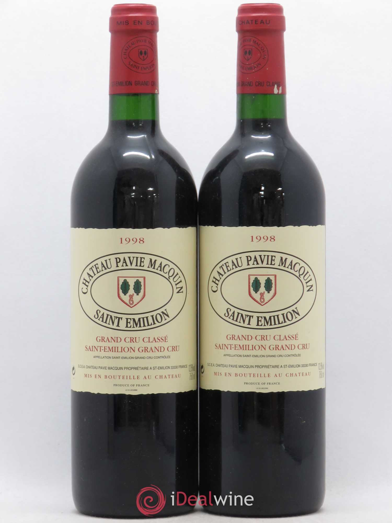 Château Pavie Macquin 1er Grand Cru Classé B 1998 - Lot de 2 bouteilles - 0