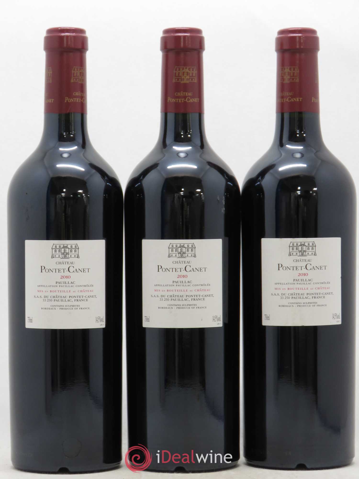 Château Pontet Canet 5ème Grand Cru Classé 2010 - Lot de 3 bouteilles - 1