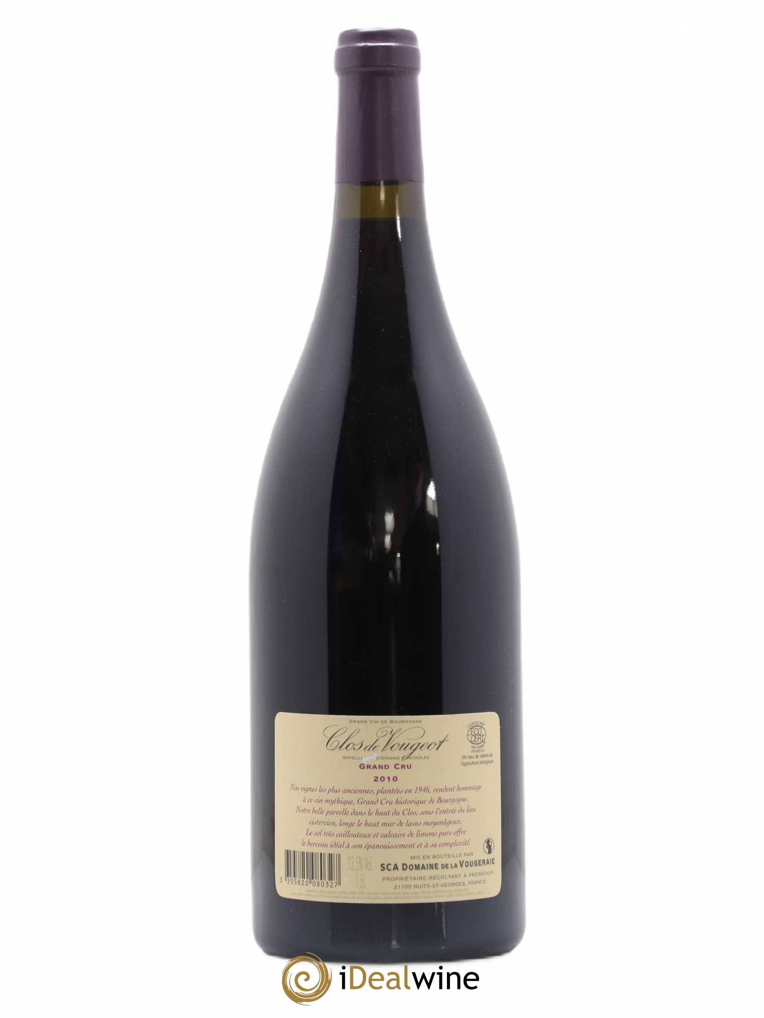 Clos de Vougeot Grand Cru La Vougeraie 2010 - Lot de 1 magnum - 1