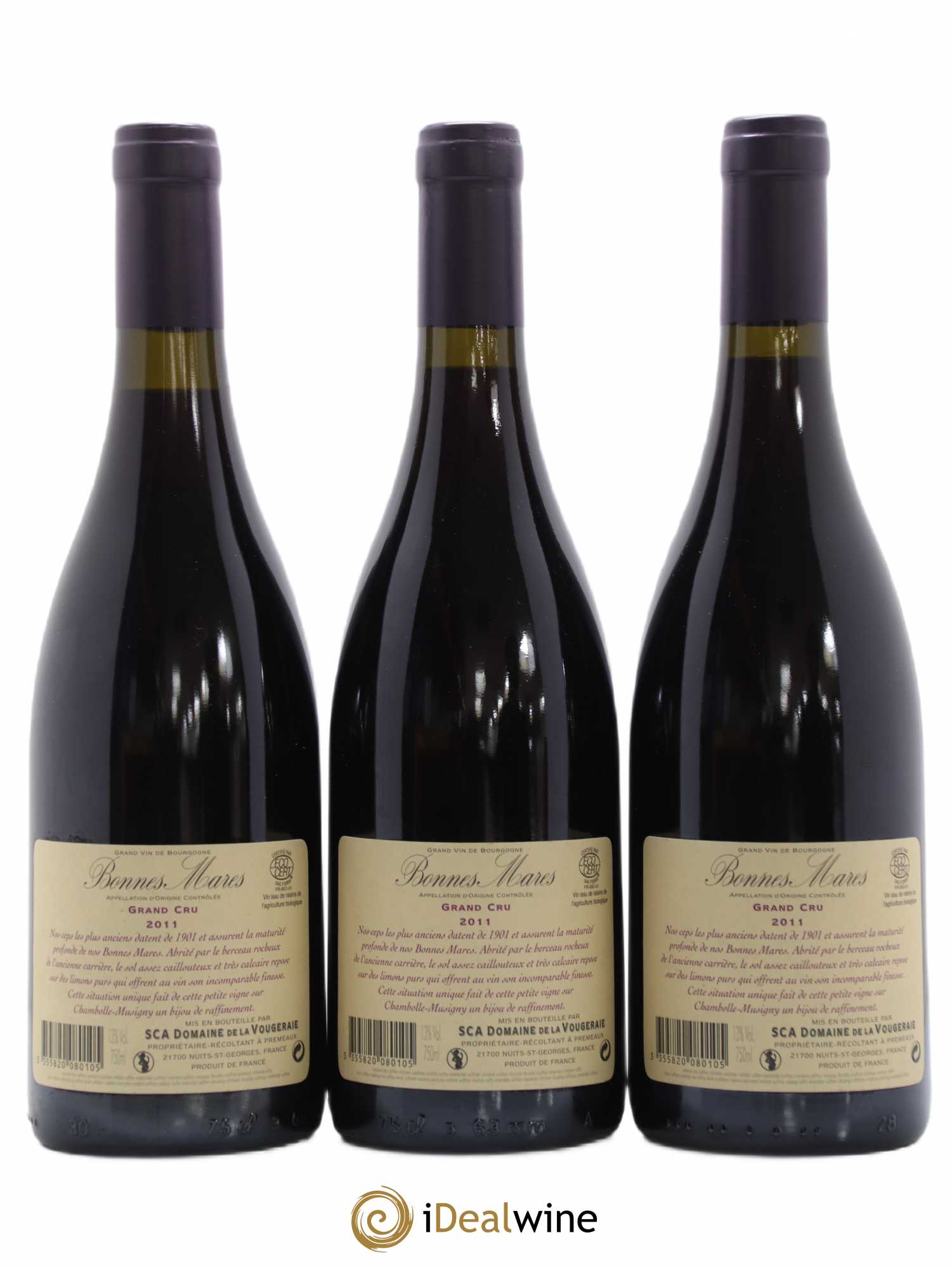 Bonnes-Mares Grand Cru La Vougeraie 2011 - Lot de 3 bouteilles - 1