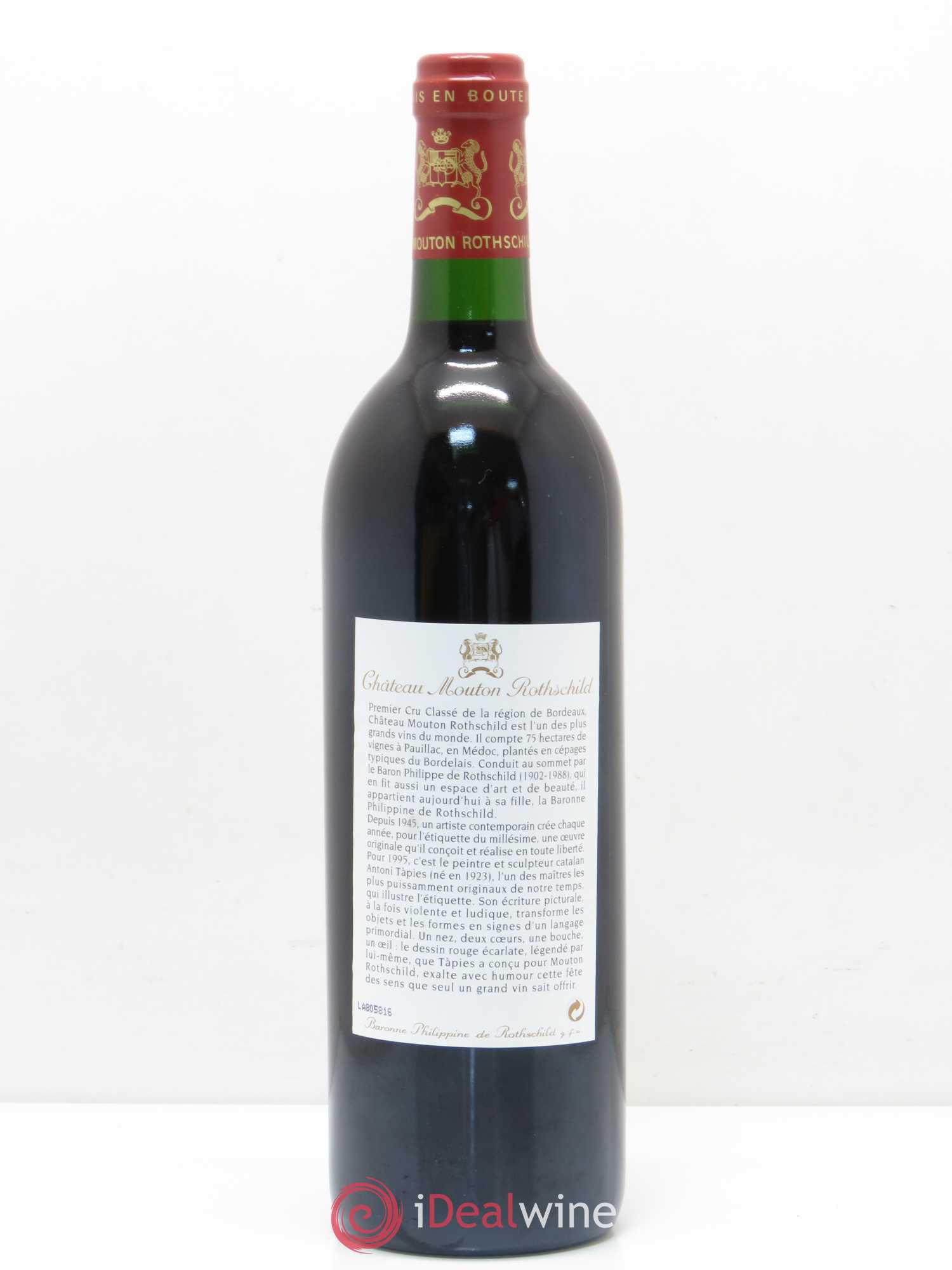Château Mouton Rothschild 1er Grand Cru Classé 1995 - Lot de 1 bouteille - 1