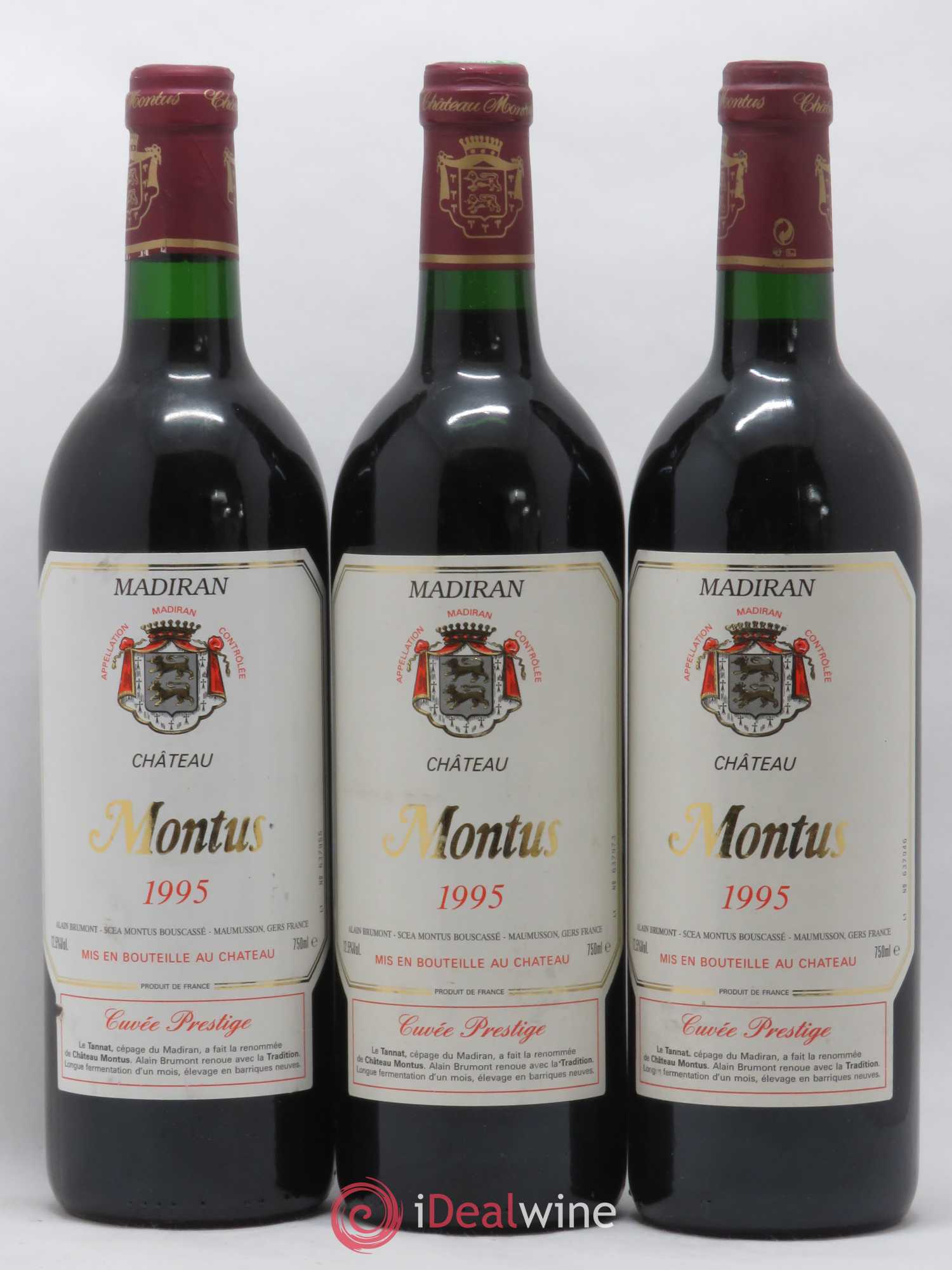 Madiran Château Montus-Prestige Alain Brumont 1995 - Lot de 3 bouteilles - 0