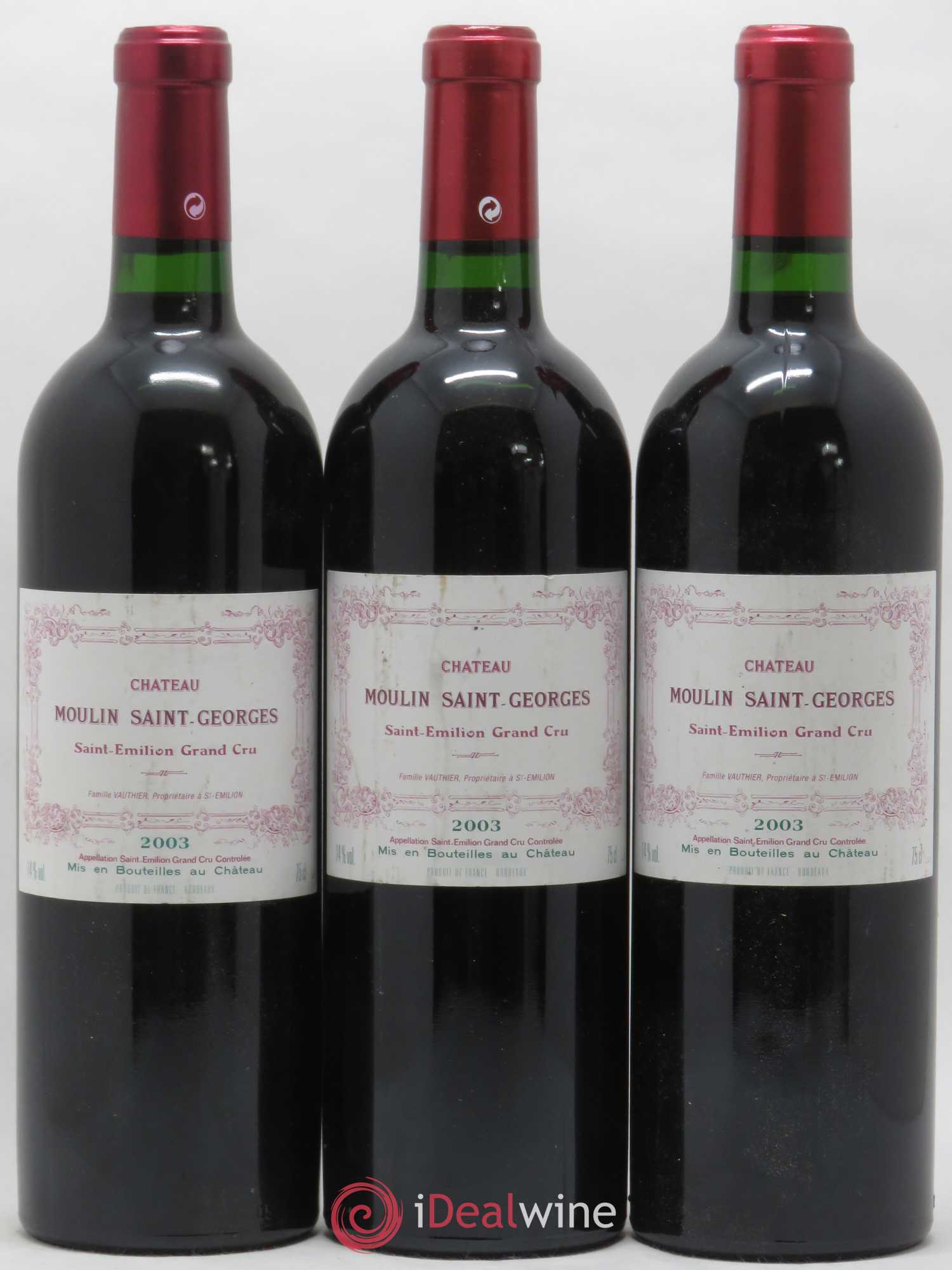 Château Moulin Saint Georges 2003 - Lot de 3 bouteilles - 0