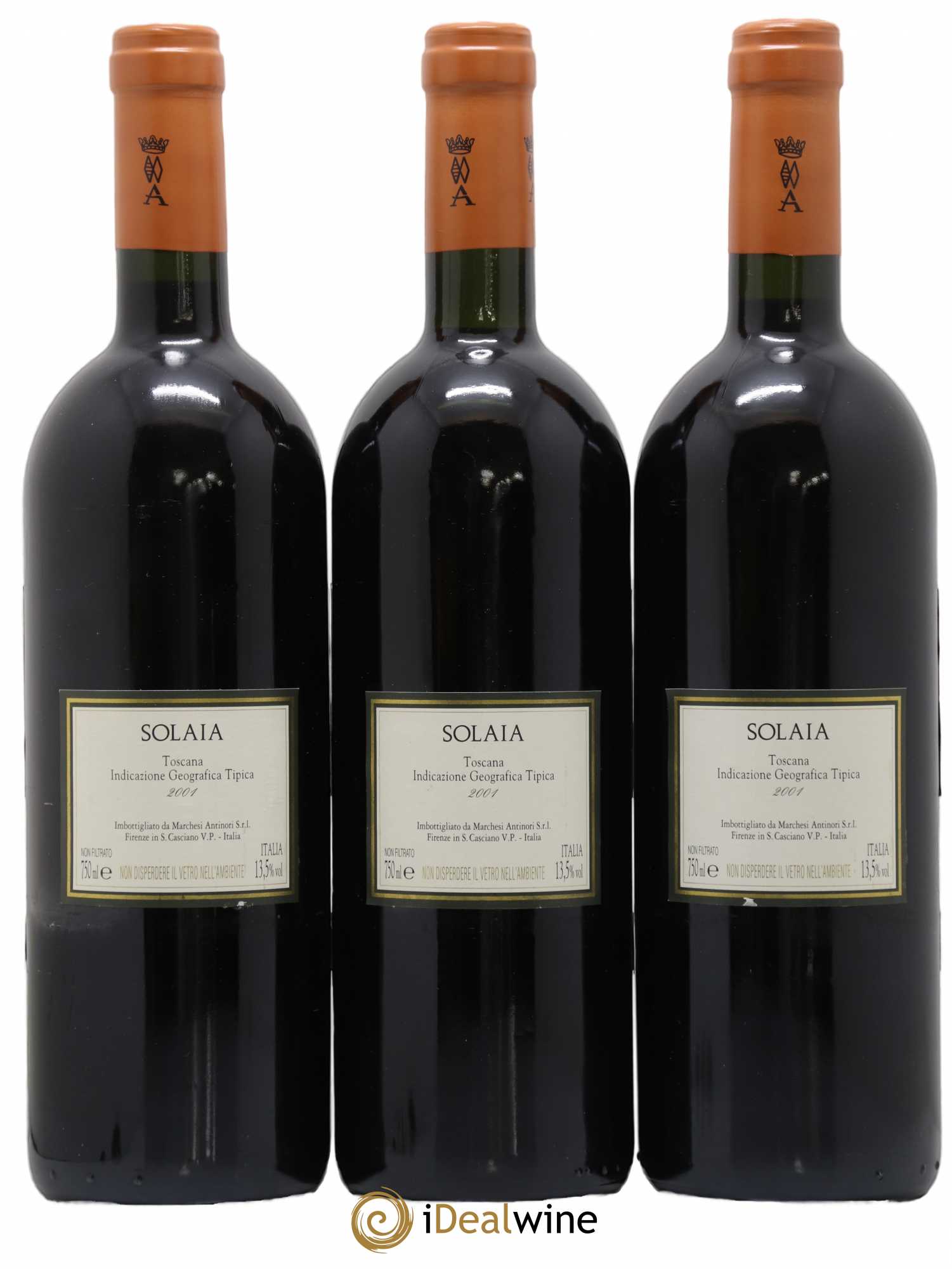 Toscana IGT Solaia Tenuta Tignanello - Marchesi Antinori 2001 - Lot de 3 bouteilles - 1
