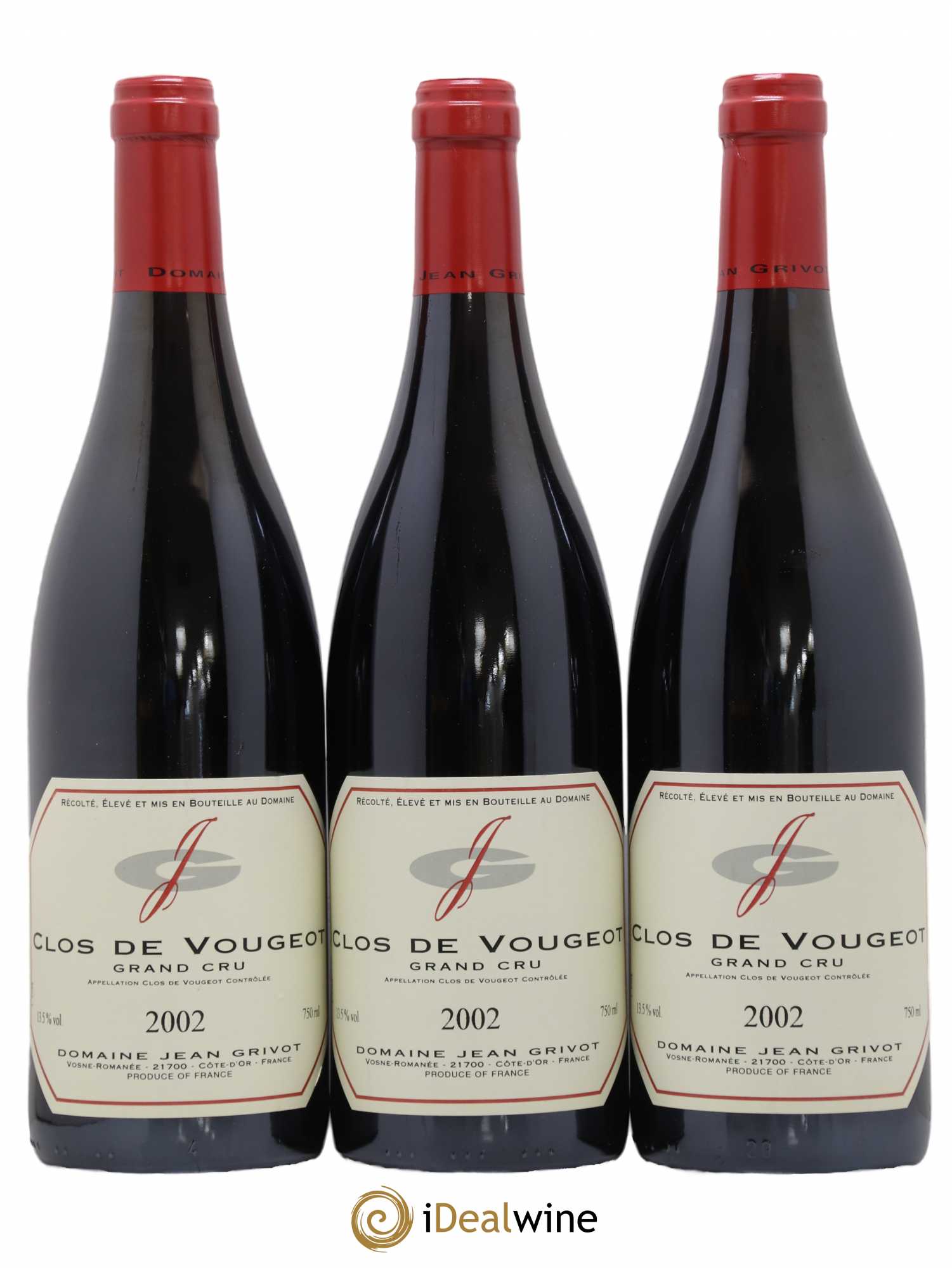 Clos de Vougeot Grand Cru Jean Grivot 2002 - Lot de 3 bouteilles - 0