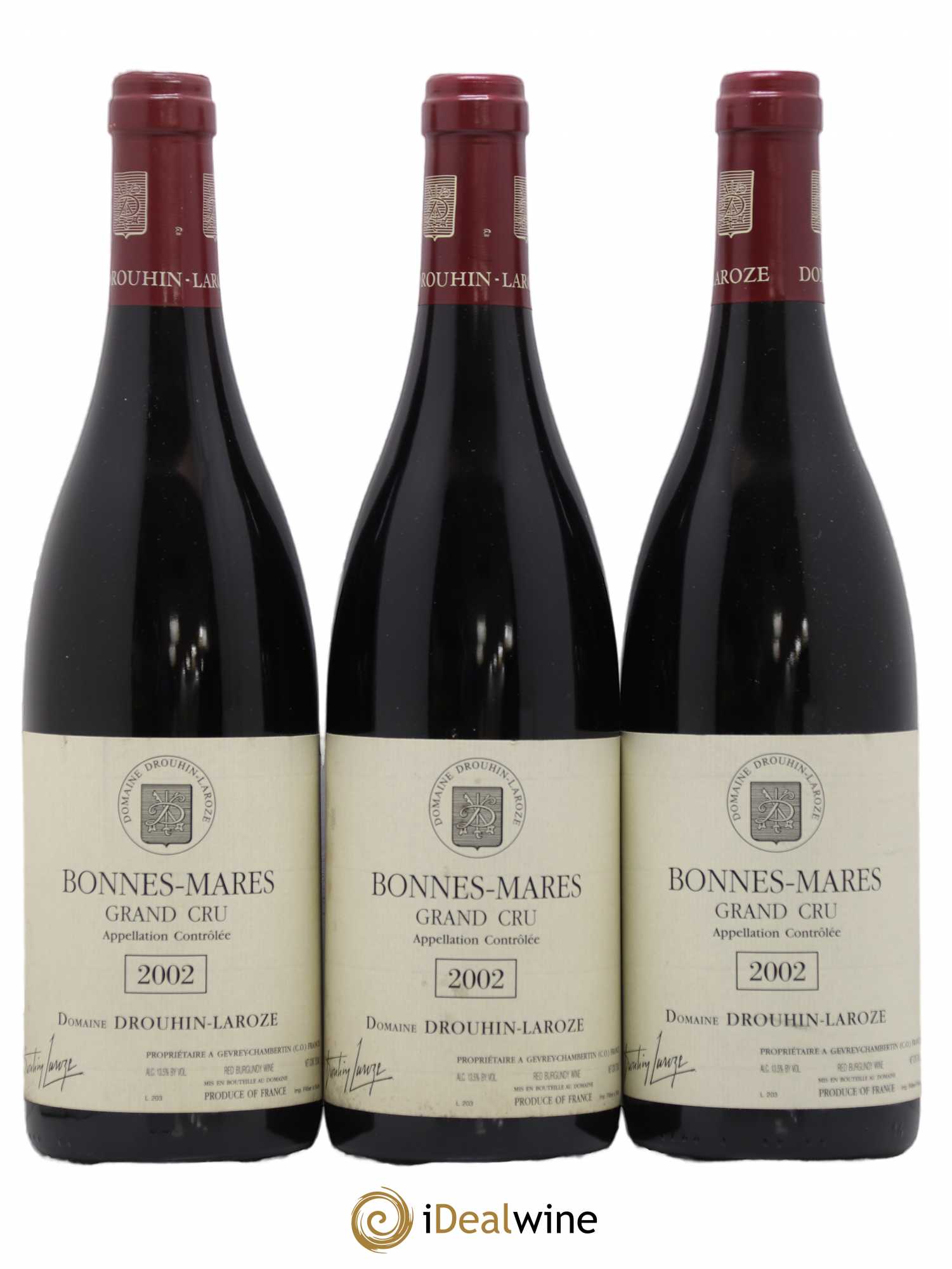 Bonnes-Mares Grand Cru Domaine Drouhin-Laroze 2002 - Lot de 3 bouteilles - 0