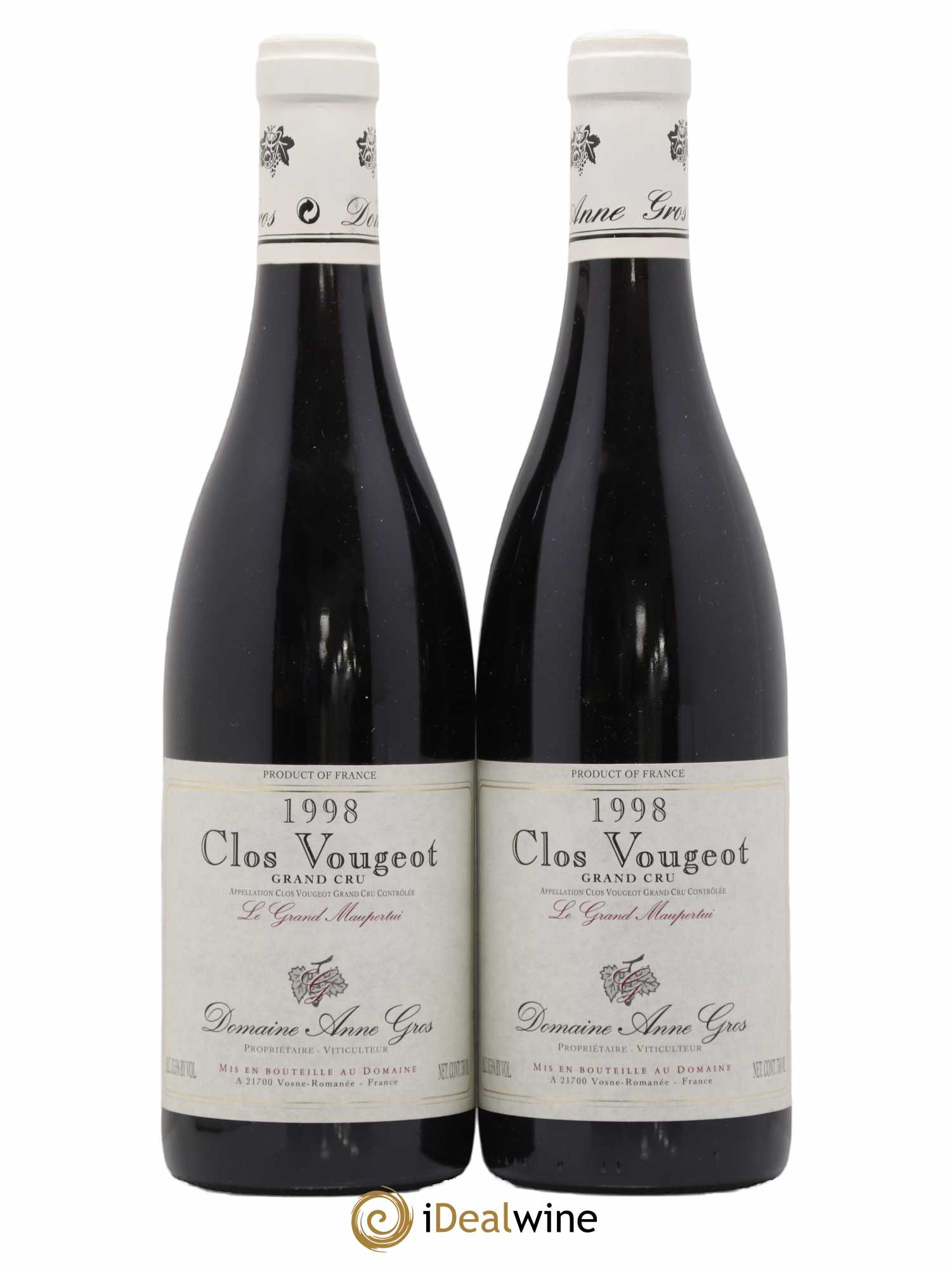 Clos de Vougeot Grand Cru Le Grand Maupertui Anne Gros 1998 - Lot de 2 bouteilles - 0