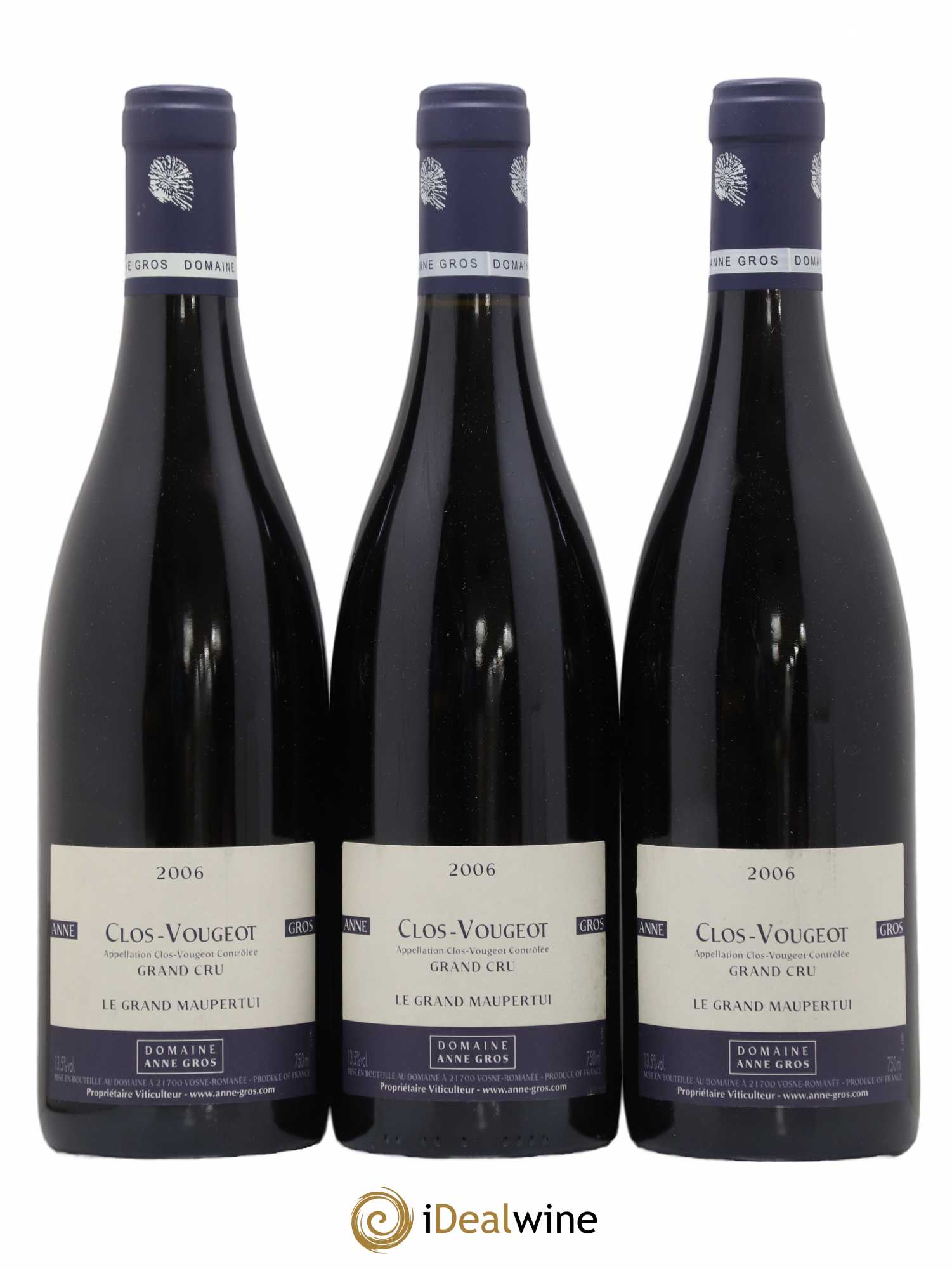 Clos de Vougeot Grand Cru Le Grand Maupertui Anne Gros 2006 - Lot de 3 bouteilles - 0