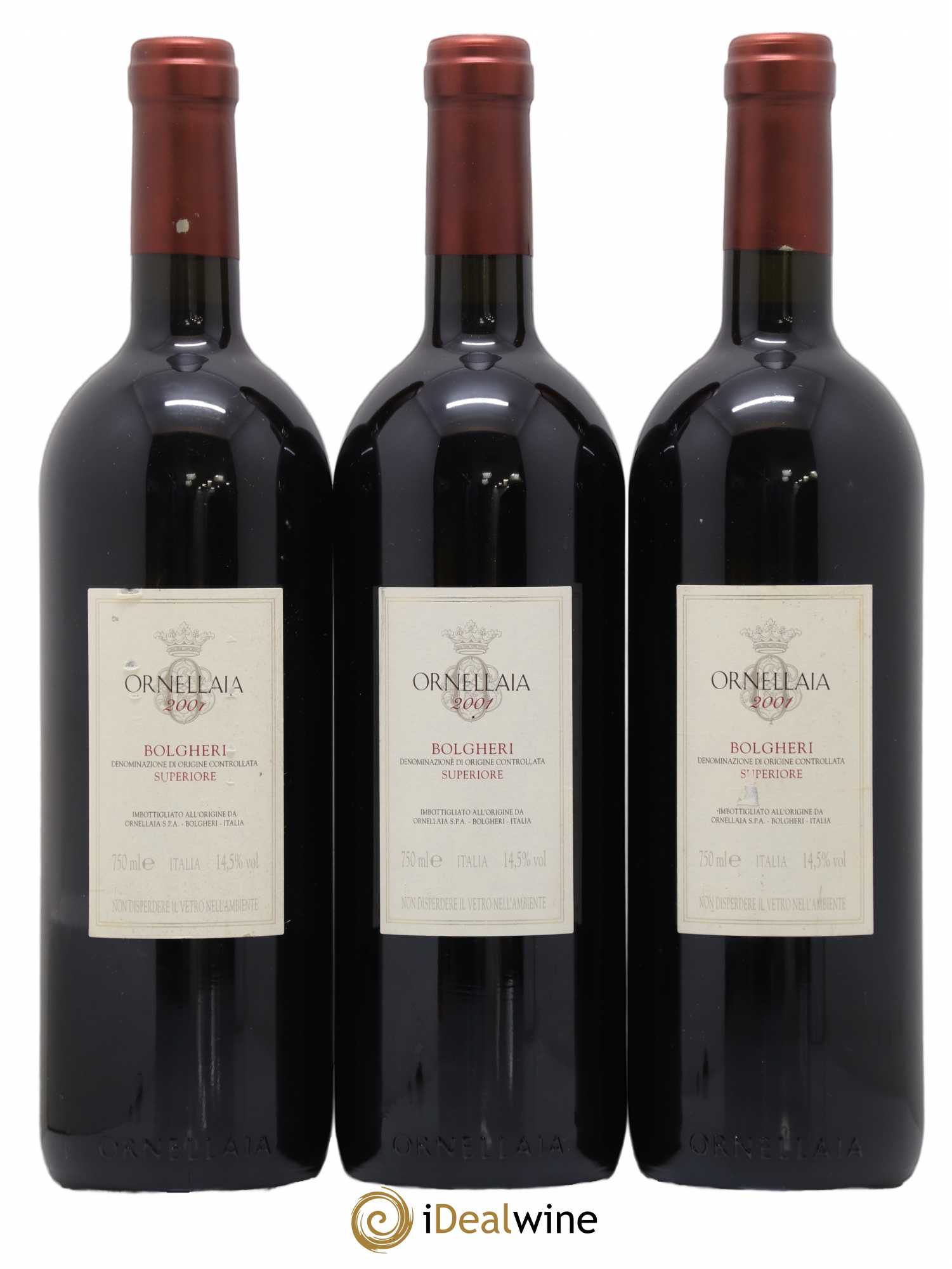 Bolgheri DOC Superiore Ornellaia Tenuta Dell'Ornellaia - Frescobaldi 2001 - Lot de 3 bouteilles - 1