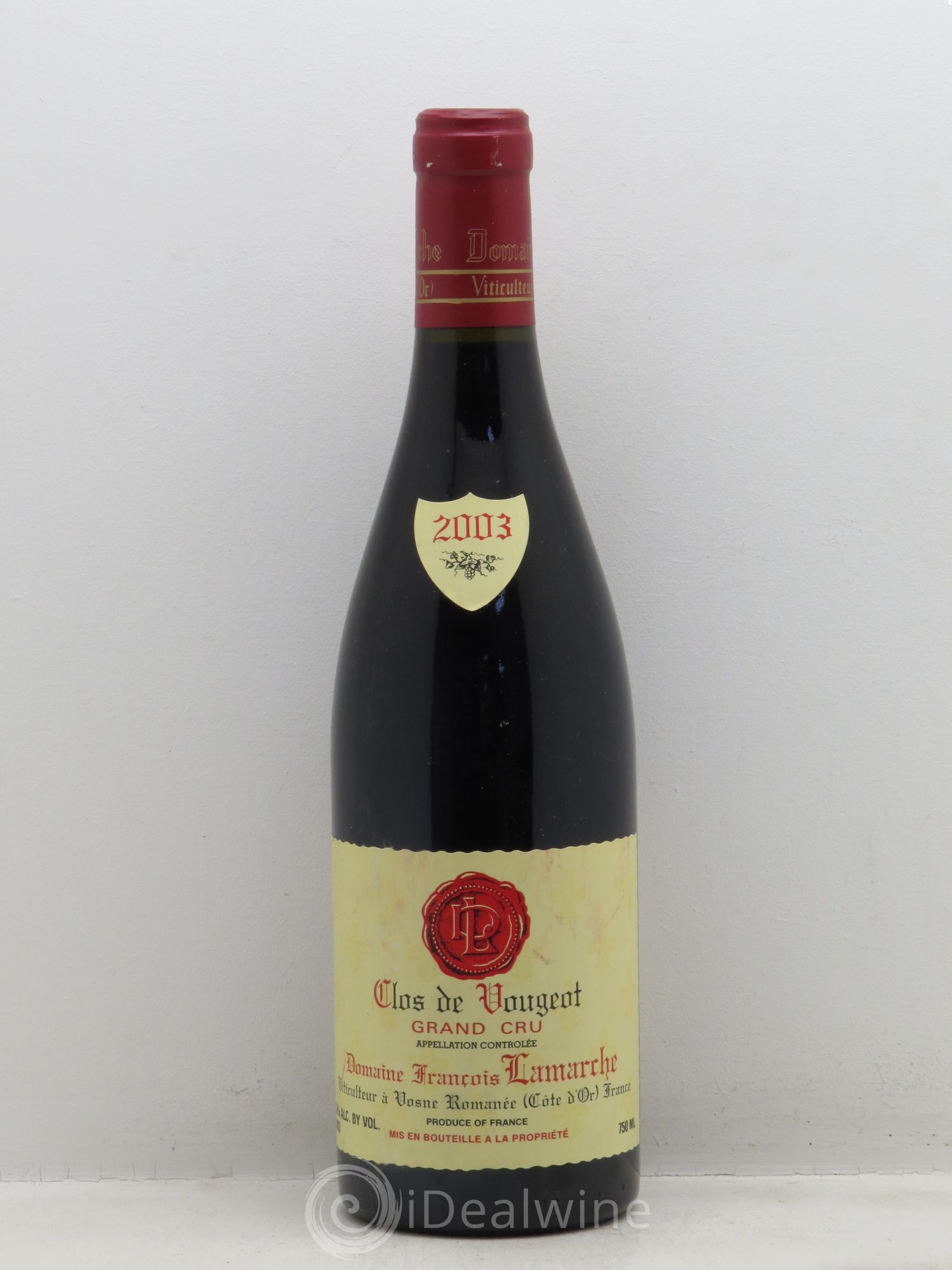 Clos de Vougeot Grand Cru Lamarche (Domaine) 2003 - Lot de 1 bouteille - 0