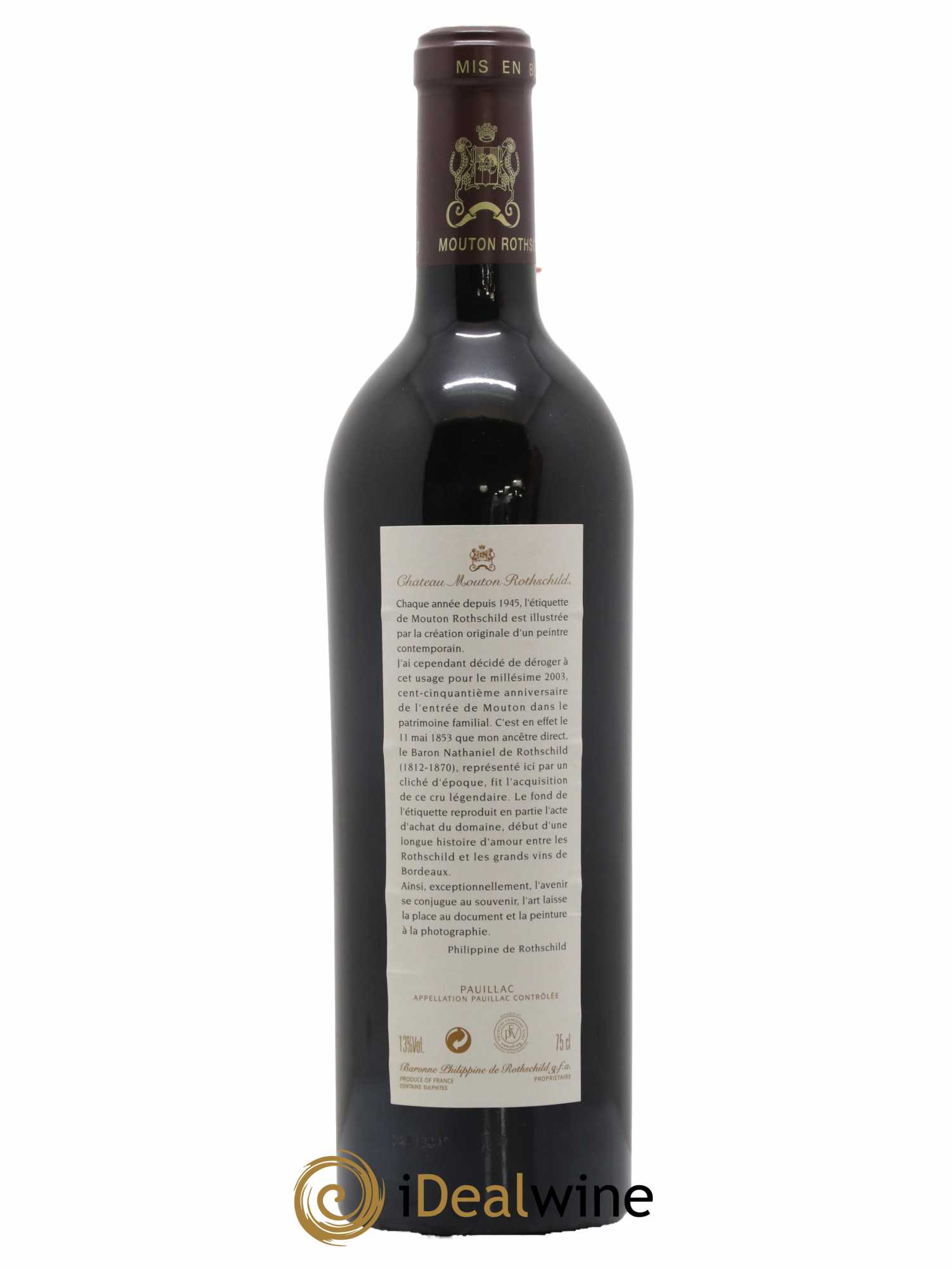 Château Mouton Rothschild 1er Grand Cru Classé 2003 - Lot de 1 bouteille - 1