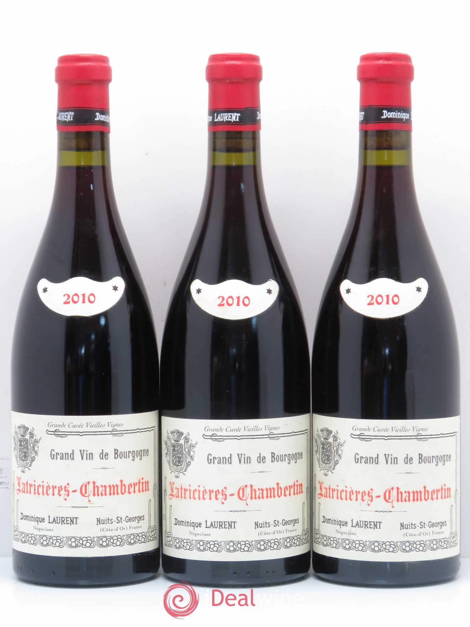 Latricières-Chambertin Grand Cru Grande Cuvée Vieilles Vignes Dominique Laurent 2010 - Lotto di 3 bottiglie - 0