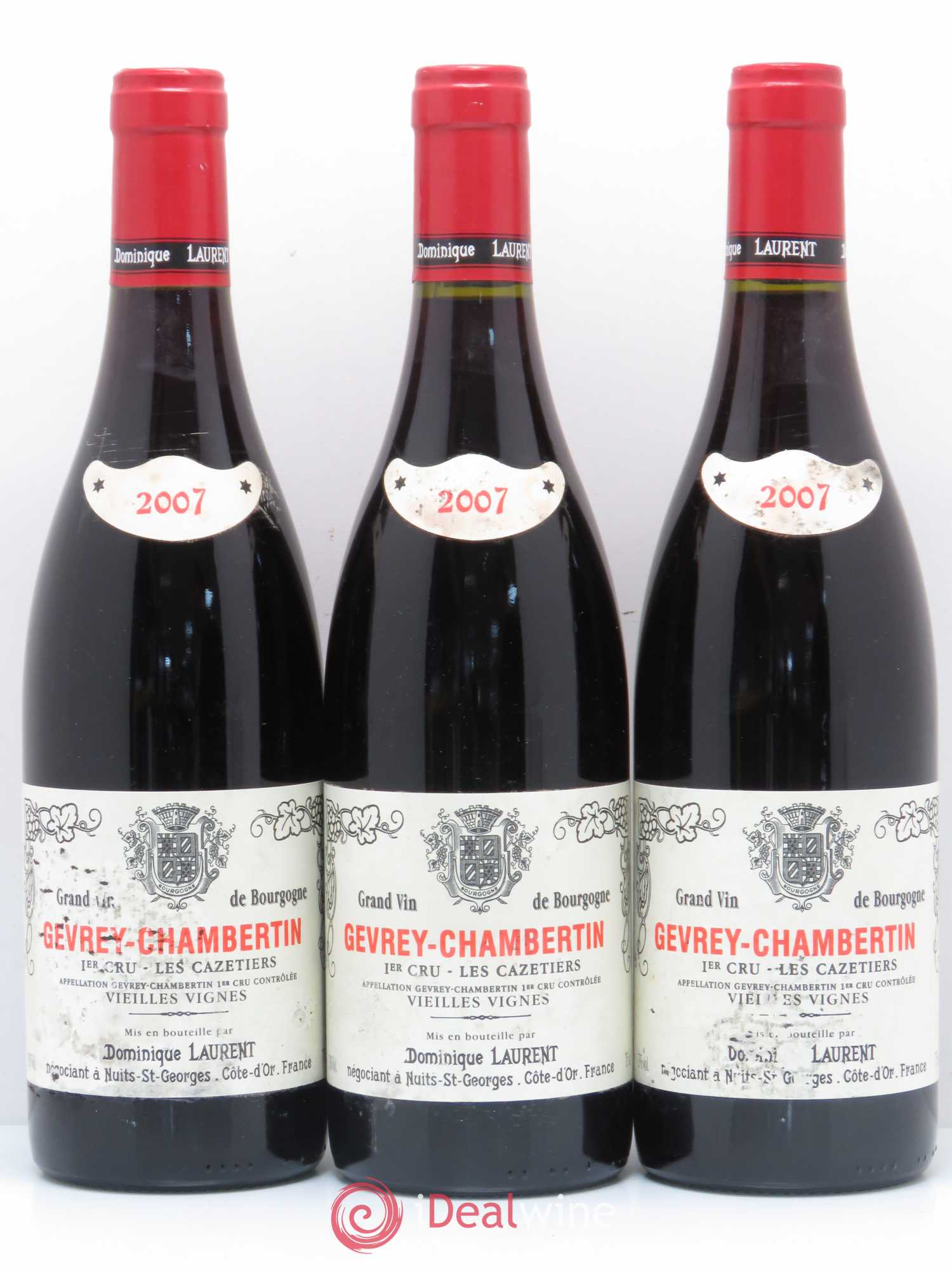 Gevrey-Chambertin 1er Cru Vieilles vignes Les Cazetiers Dominique Laurent 2007 - Posten von 3 Flaschen - 0