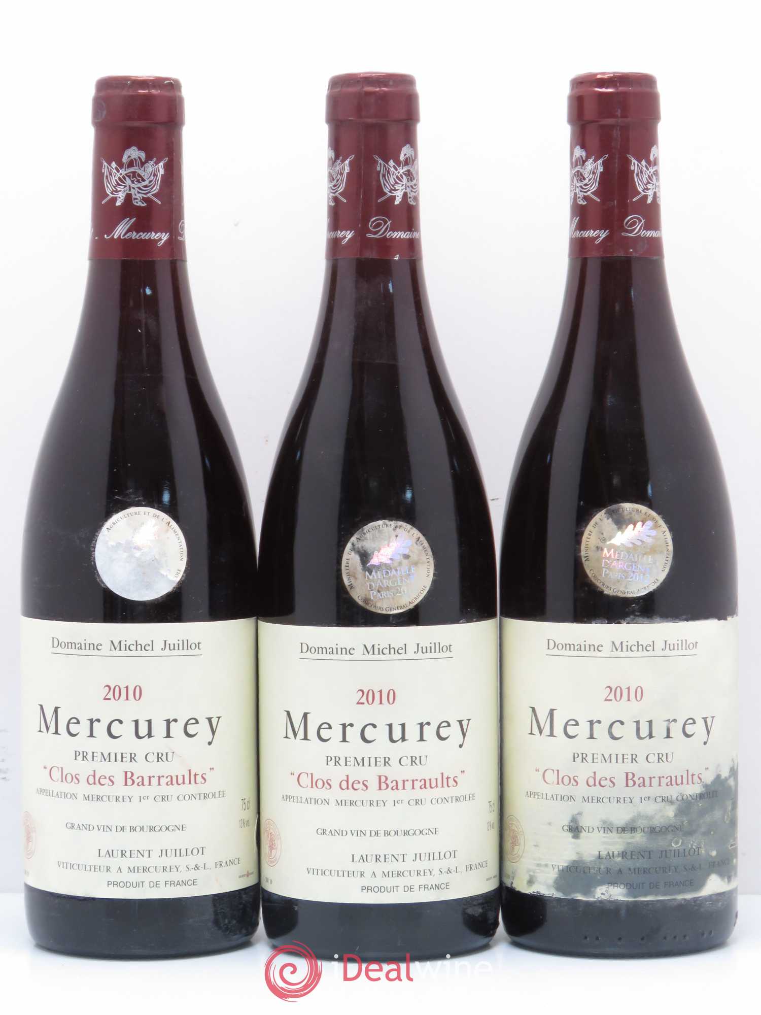 Mercurey 1er Cru Clos des Barraults Laurent Juillot 2010 - Posten von 3 Flaschen - 0