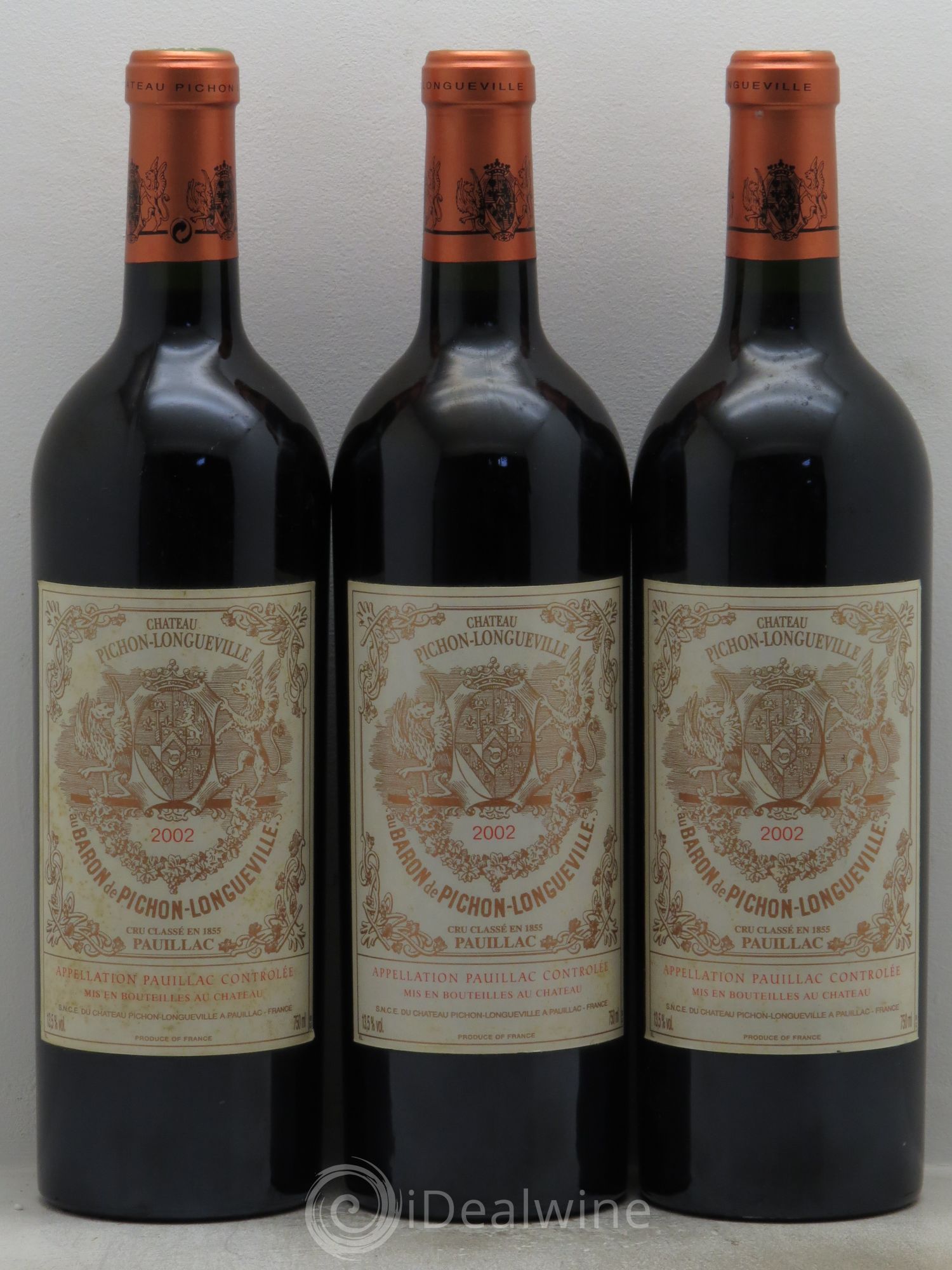Pichon Longueville Baron 2ème Grand Cru Classé 2002 - Lot de 3 bouteilles - 0
