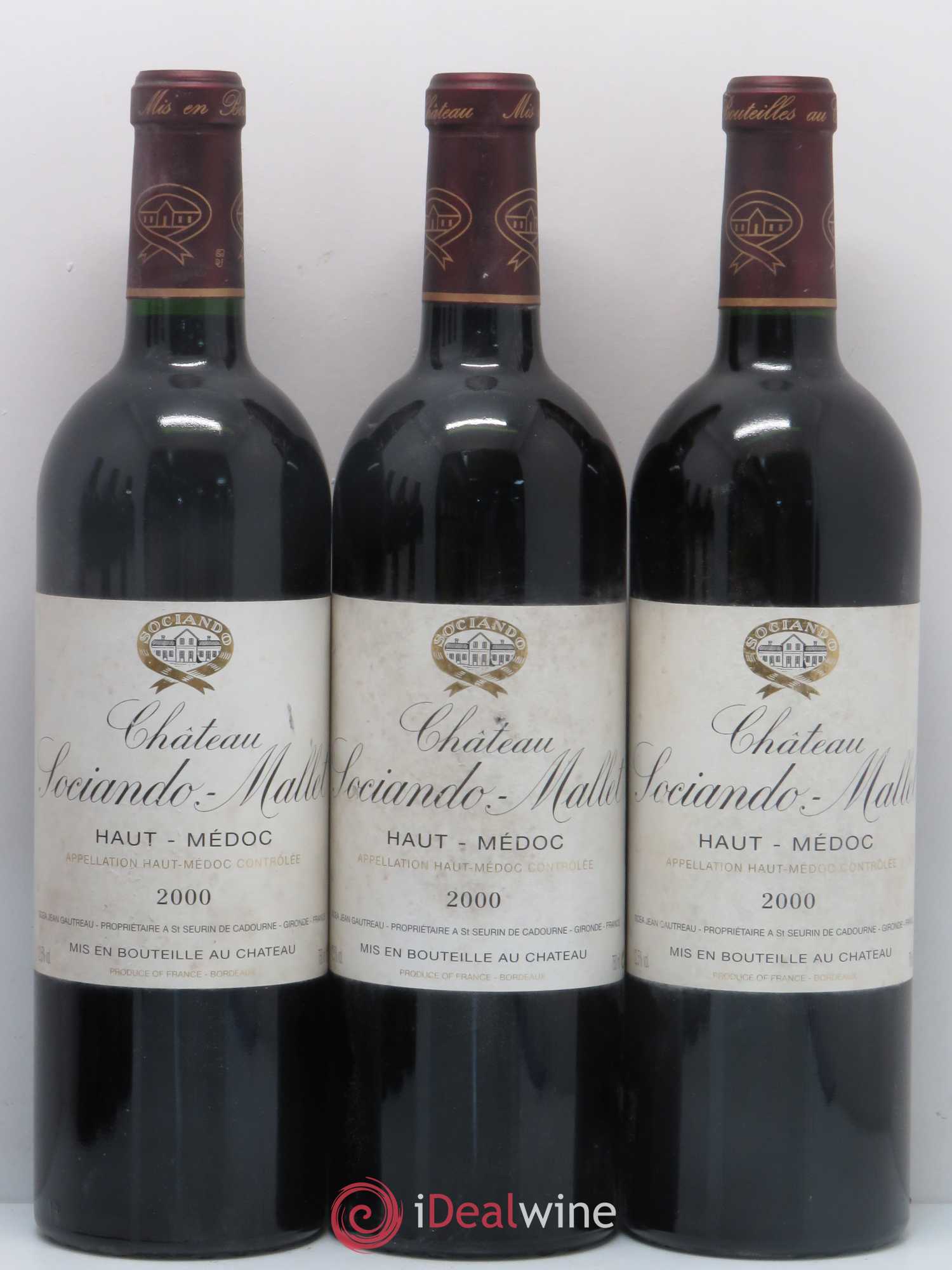 Château Sociando Mallet 2000 - Lot de 6 bouteilles - 1