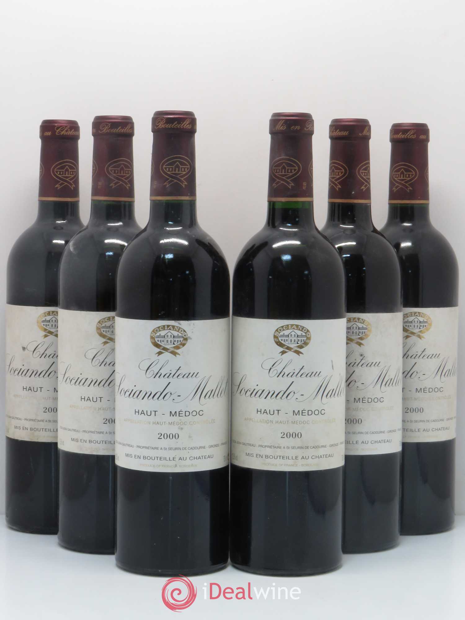Château Sociando Mallet 2000 - Lot de 6 bouteilles - 0