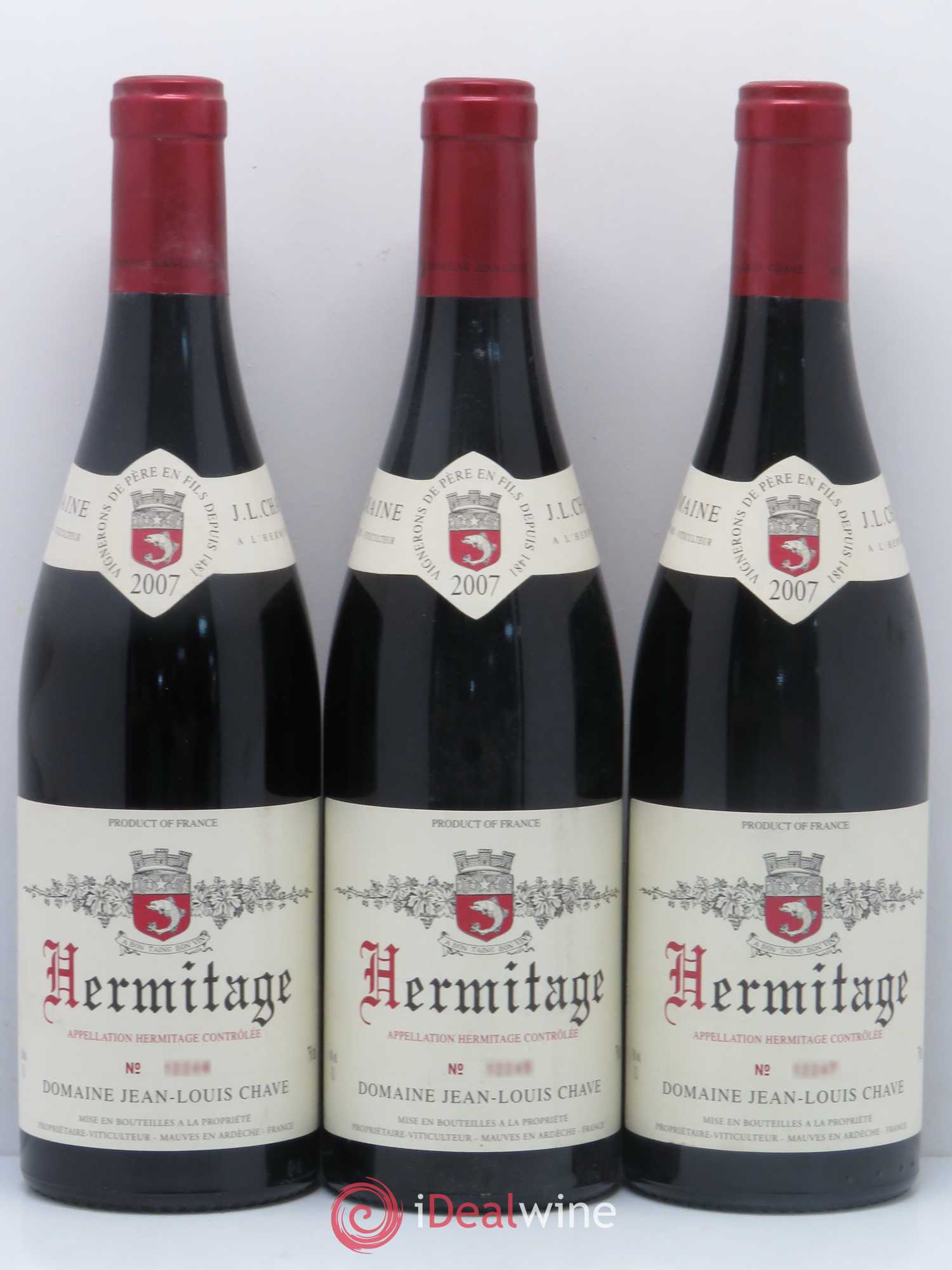Hermitage Jean-Louis Chave 2007 - Lot de 3 bouteilles - 0