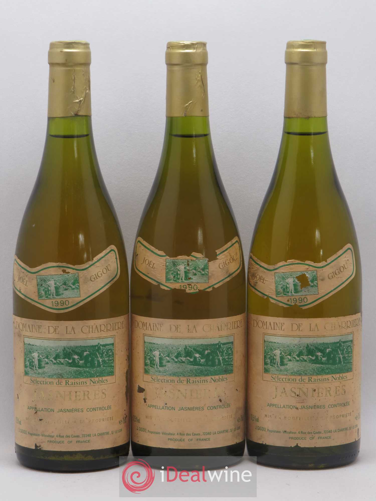 Jasnières Raisins nobles Domaine de la Charriere Gigou 1990 - Posten von 3 Flaschen - 0