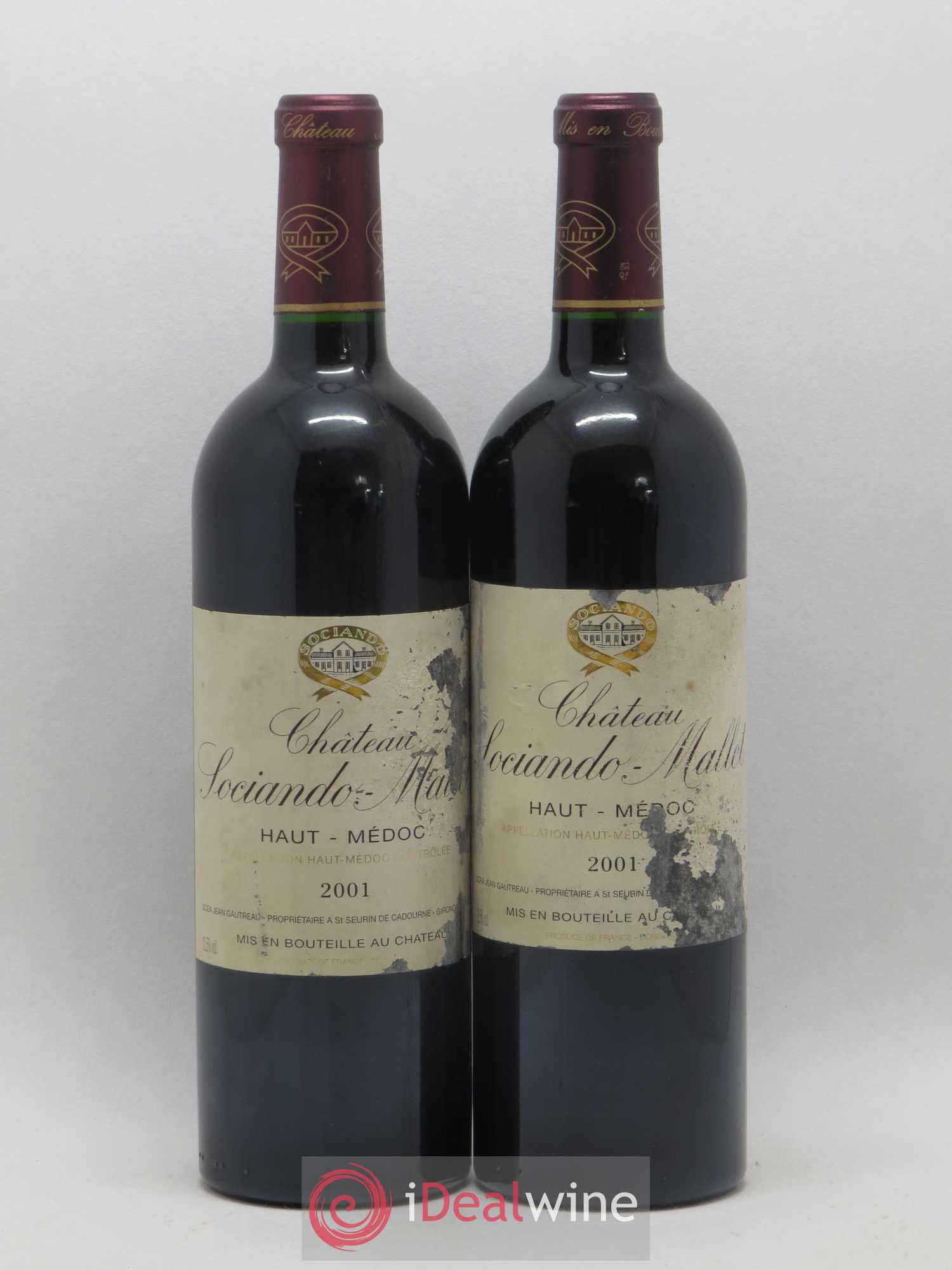 Château Sociando Mallet 2001 - Lot de 2 bouteilles - 0