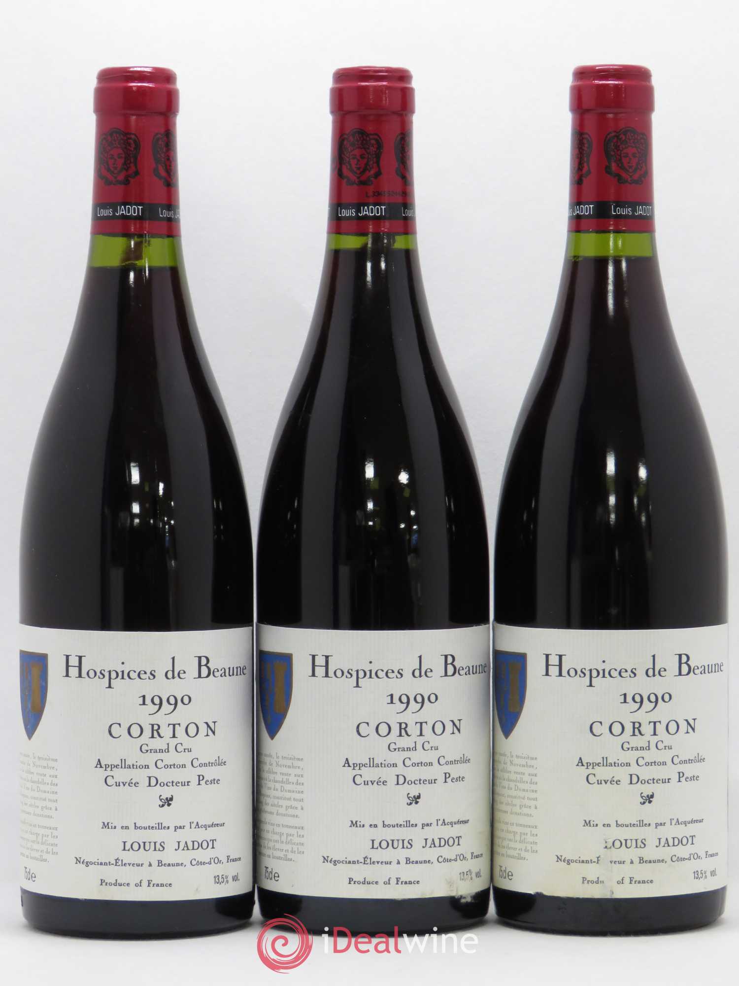 Corton Grand Cru Cuvée Docteur Peste Louis Jadot Hospices de Beaune 1990 - Posten von 3 Flaschen - 0