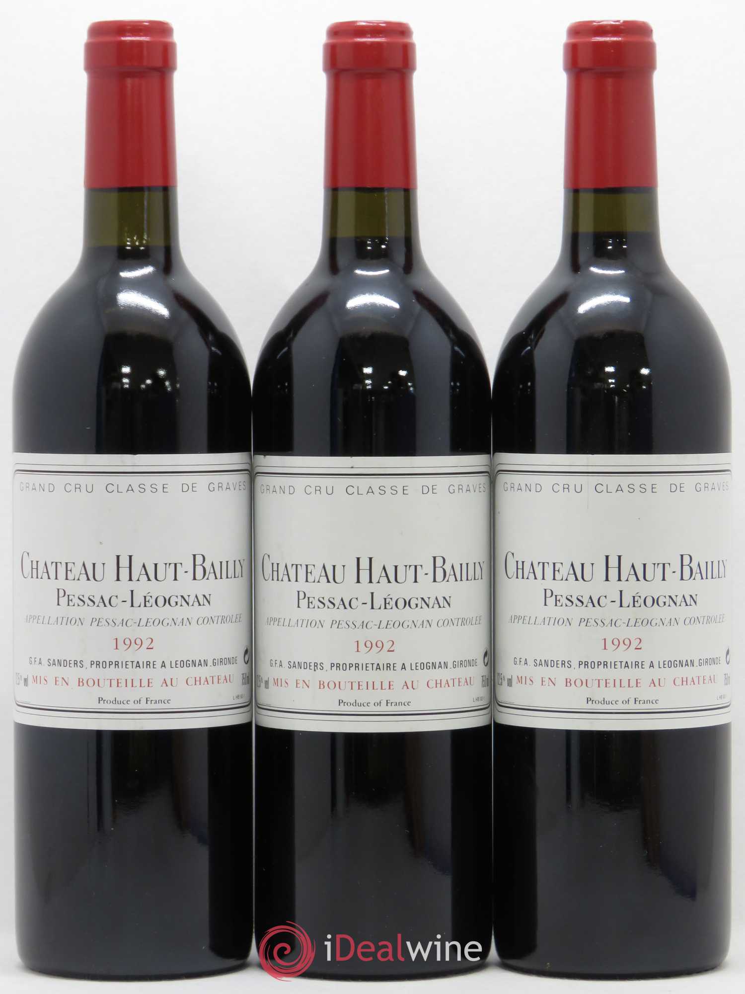 Château Haut-Bailly Cru Classé de Graves 1992 - Lot de 3 bouteilles - 0