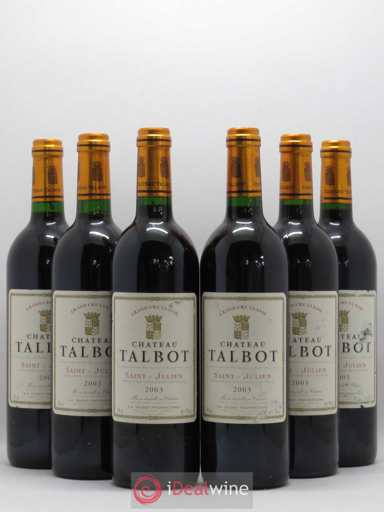 Château Talbot 4ème Grand Cru Classé 2003 - Lot de 6 bouteilles - 0