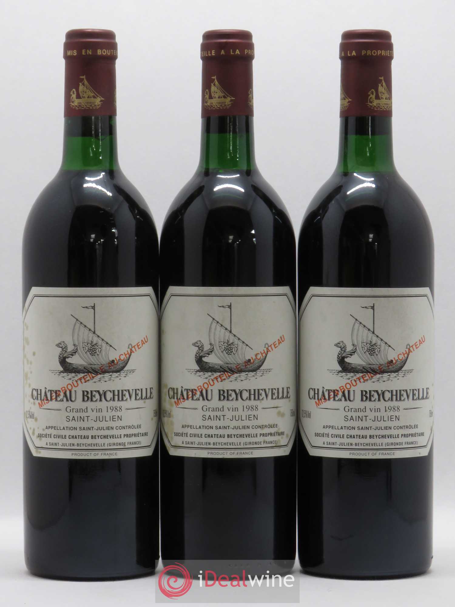 Château Beychevelle 4ème Grand Cru Classé 1988 - Lot de 3 bouteilles - 0