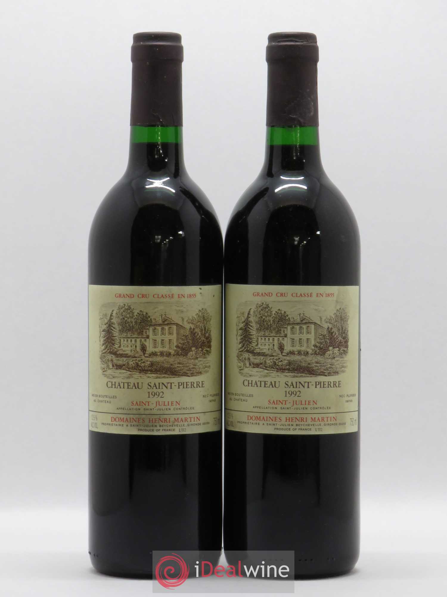 Château Saint-Pierre 4ème Grand Cru Classé 1992 - Lot de 2 bouteilles - 0