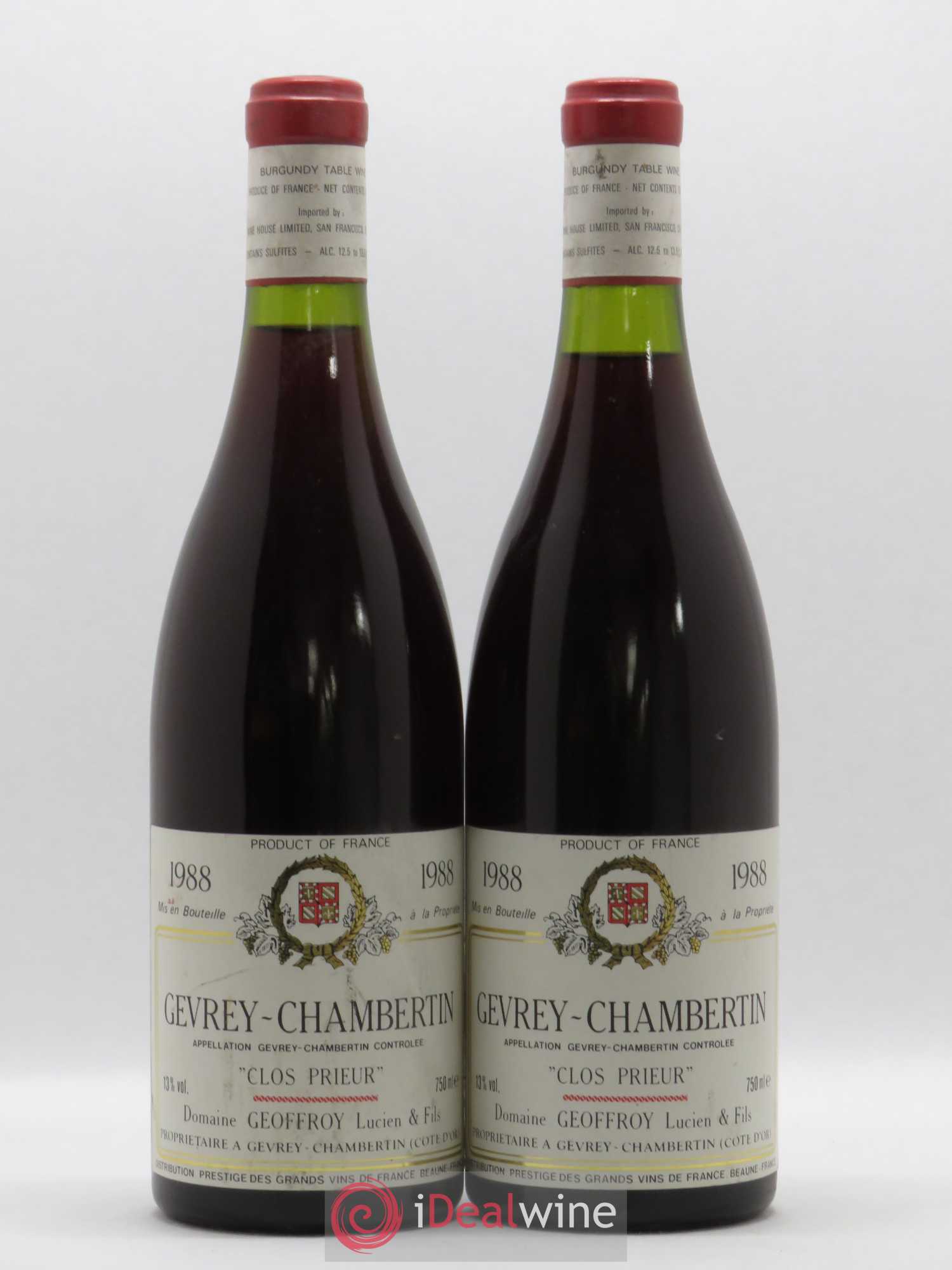 Gevrey-Chambertin Clos Prieur Geoffroy 1988 - Lot de 2 bouteilles - 0