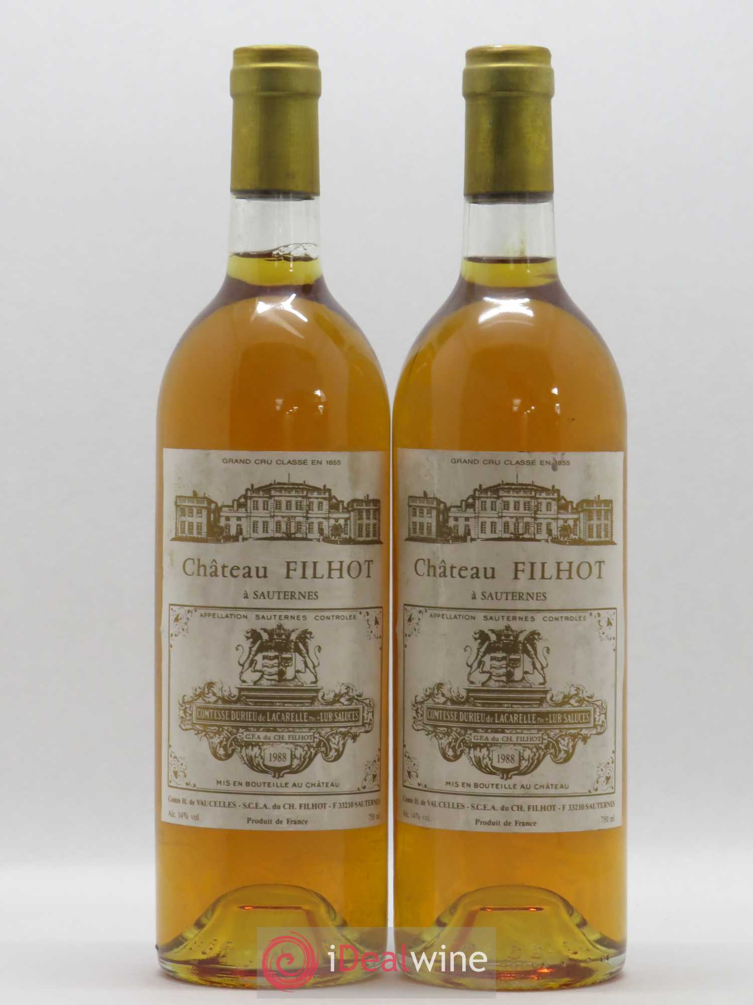 Château Filhot 2ème Grand Cru Classé 1988 - Lotto di 2 bottiglie - 0