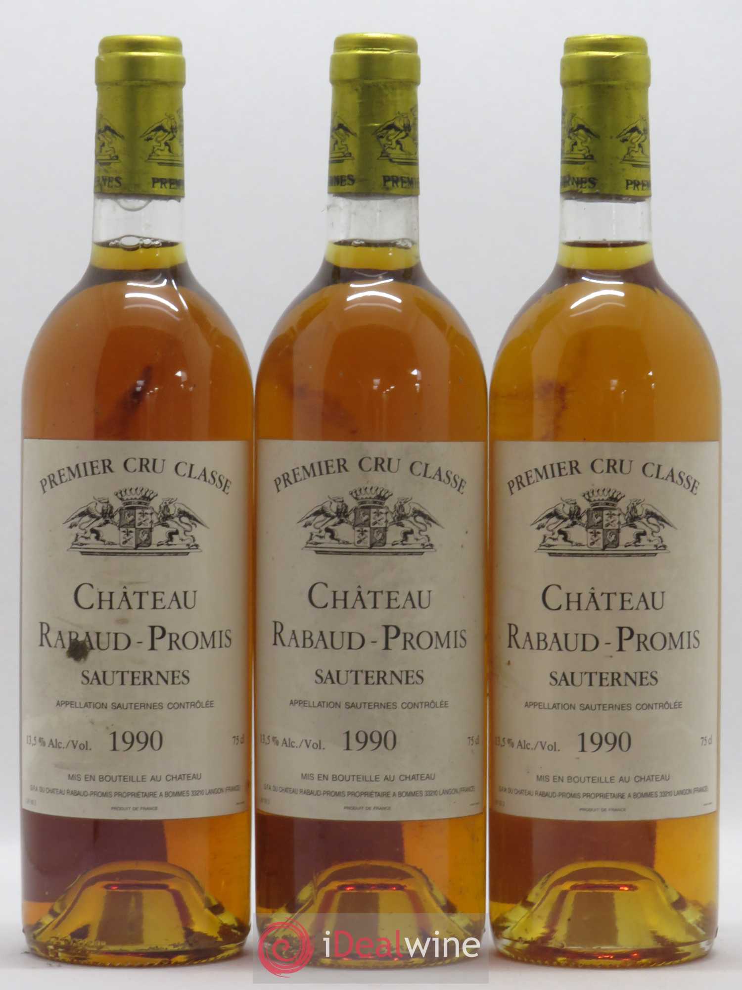 Château Rabaud Promis 1er Grand Cru Classé 1990 - Lotto di 3 bottiglie - 0