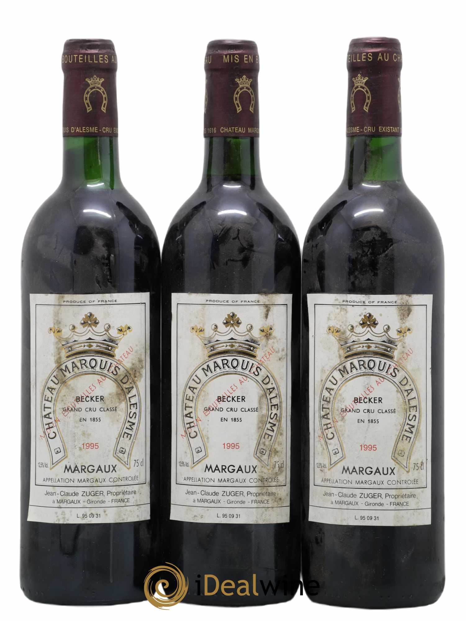 Château Marquis d'Alesme 1995 - Lot de 3 bouteilles - 0