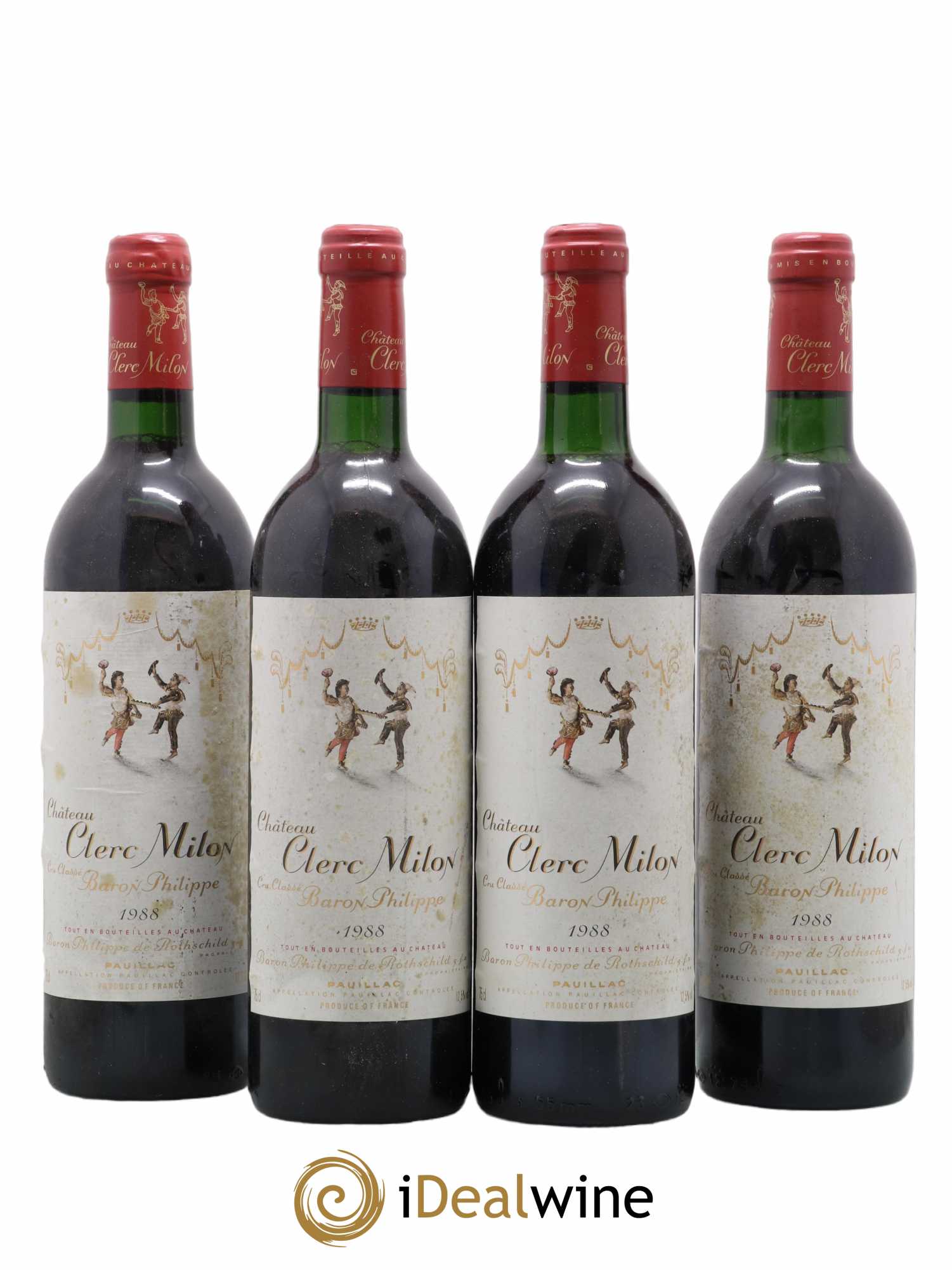 Château Clerc Milon 5ème Grand Cru Classé 1988 - Lot de 4 bouteilles - 0