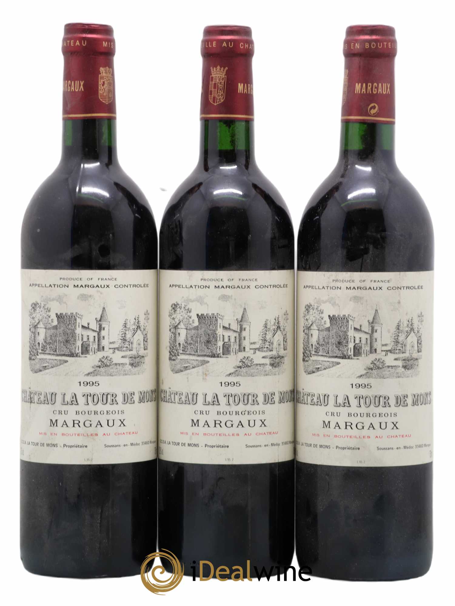 Château la Tour de Mons Cru Bourgeois 1995 - Lot de 3 bouteilles - 0