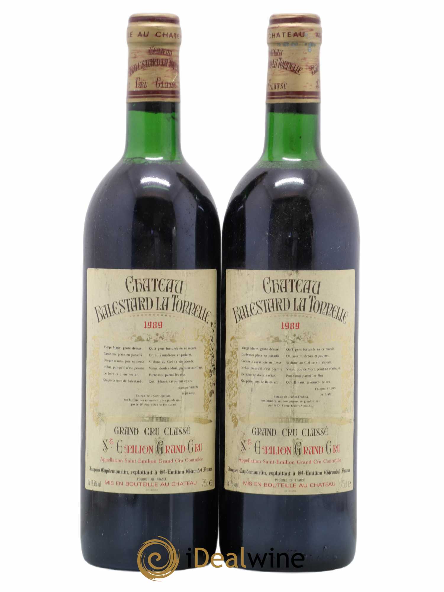Château Balestard la Tonnelle Grand Cru Classé 1989 - Lot de 2 bouteilles - 0