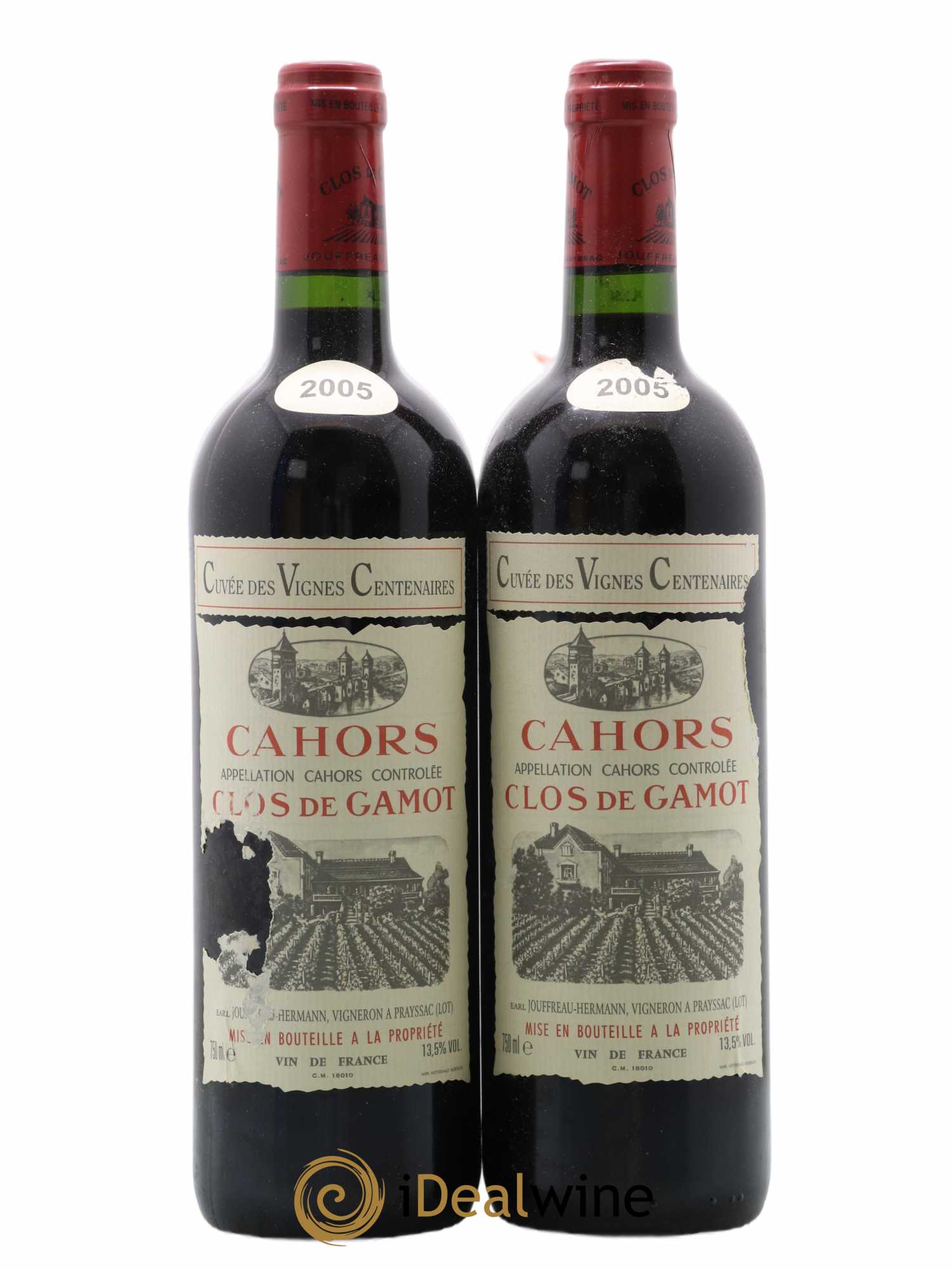 Cahors Clos de Gamot famille Jouffreau Vignes centenaires 2005 - Lot de 2 bouteilles - 0