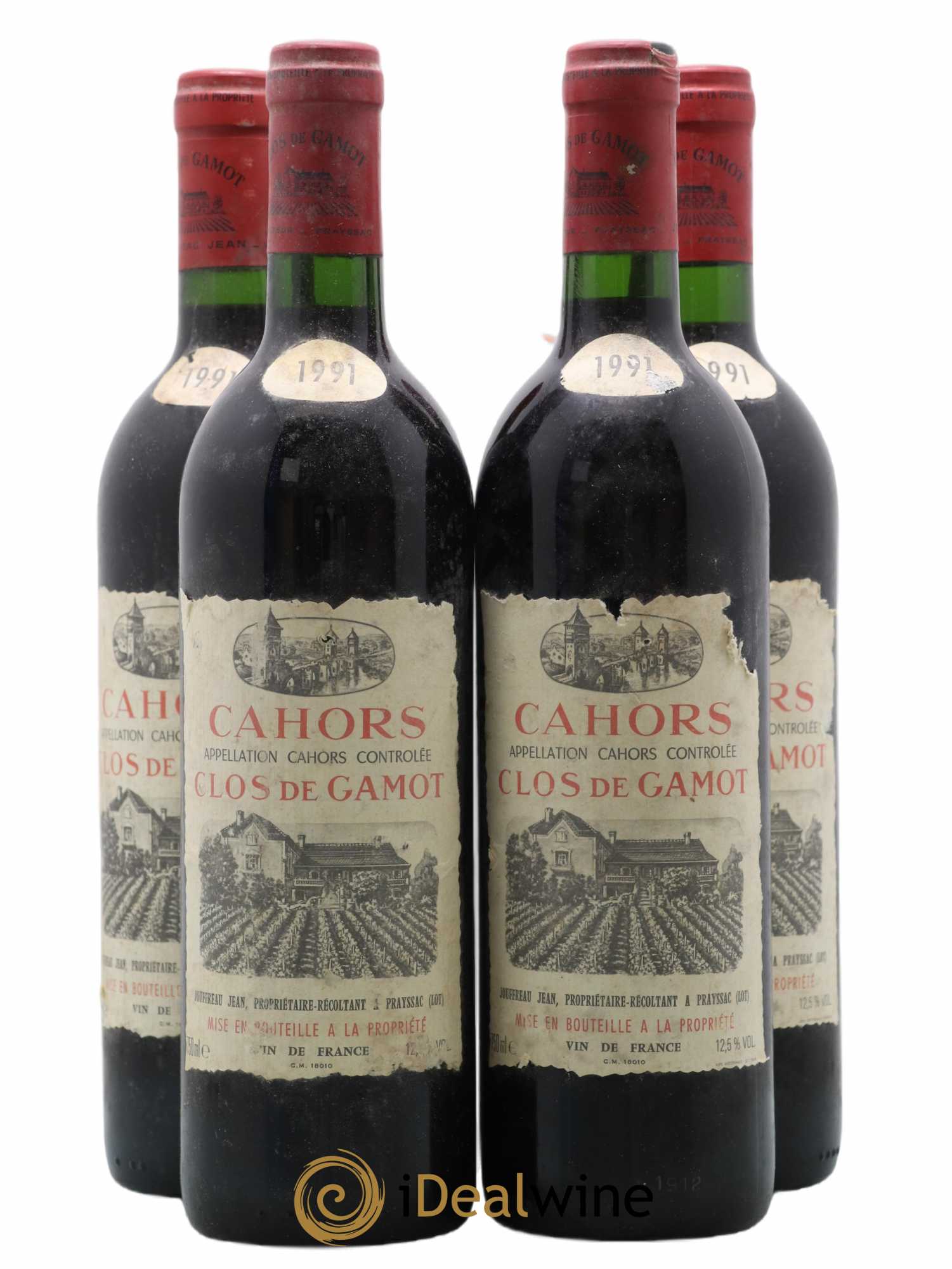 Cahors Clos de Gamot famille Jouffreau 1991 - Lot de 4 bouteilles - 0