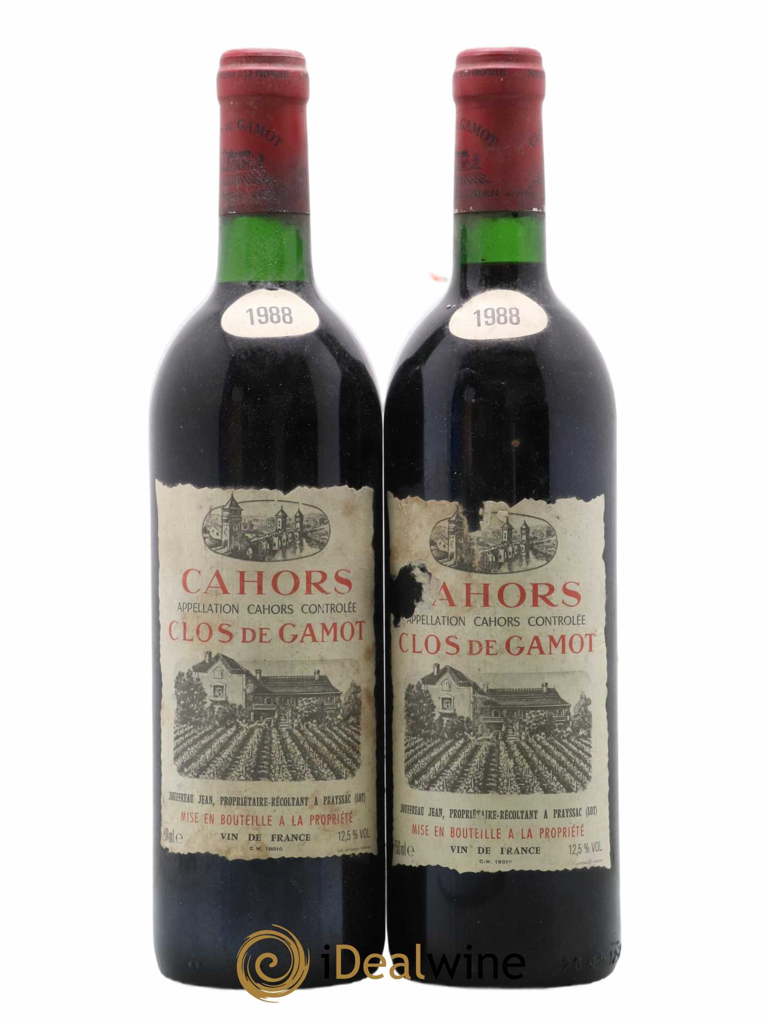 Cahors Clos de Gamot famille Jouffreau 1988 - Lot de 2 bouteilles - 0