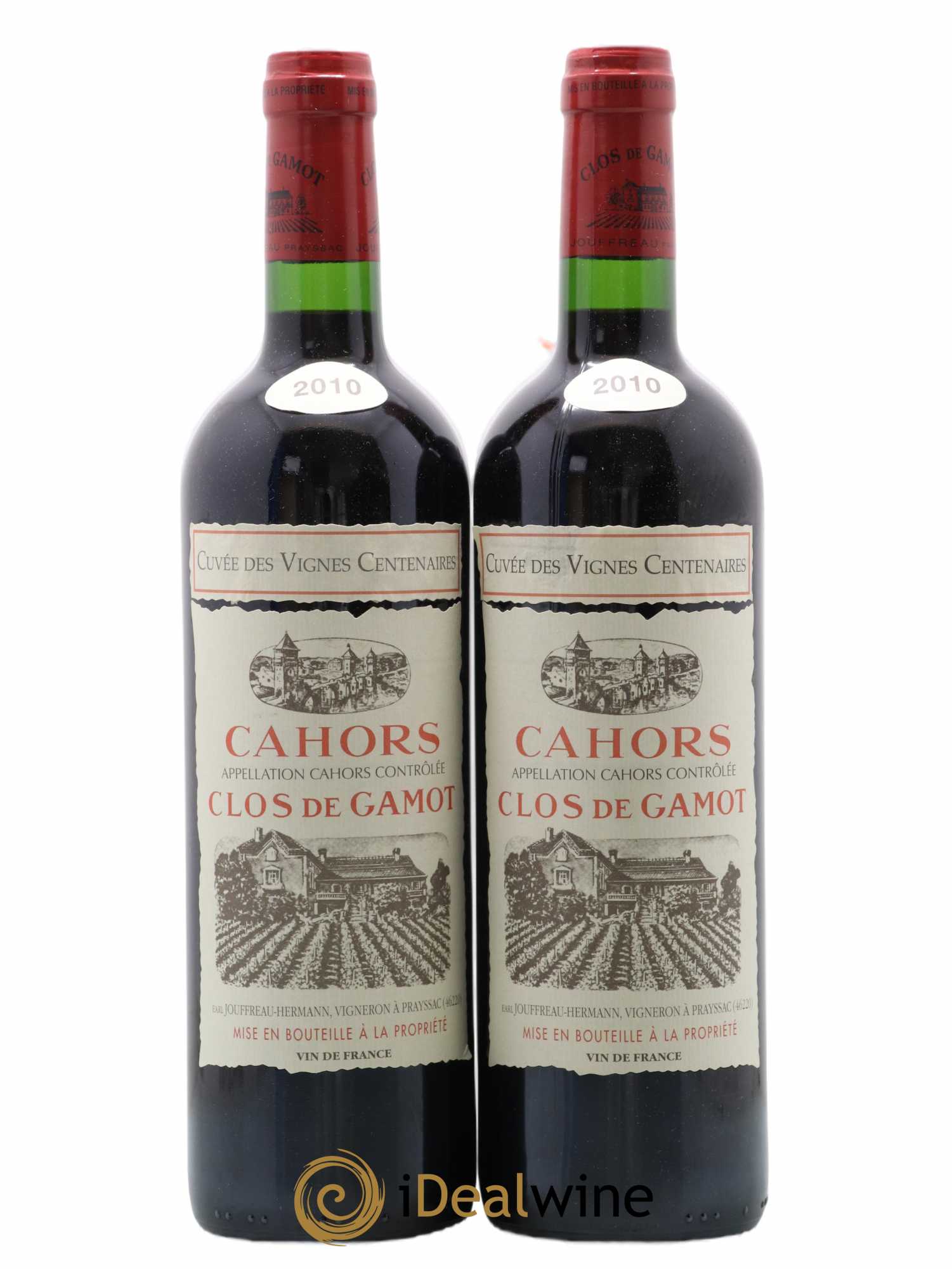 Cahors Clos de Gamot famille Jouffreau Vignes centenaires 2010 - Lot de 2 bouteilles - 0