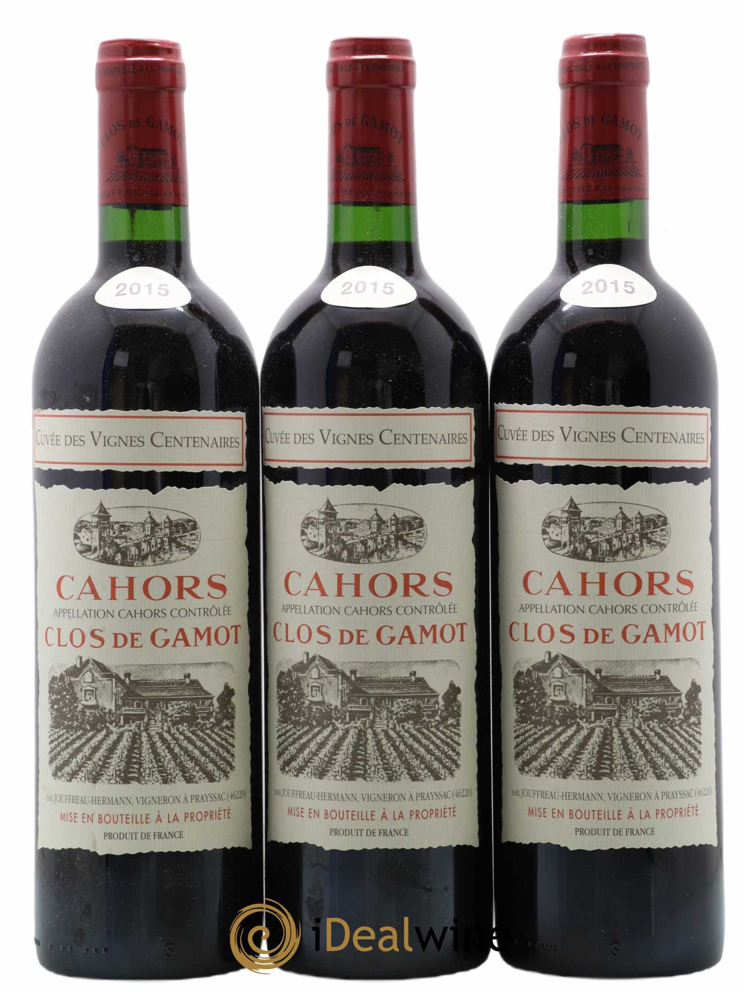 Cahors Clos de Gamot famille Jouffreau Vignes centenaires 2015 - Lot de 3 bouteilles - 0